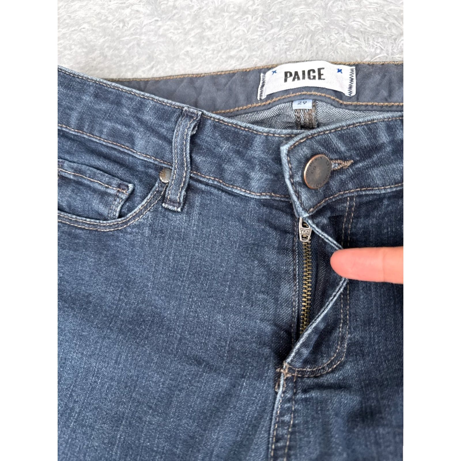 Paige VINTAGE Paige Women's Jeans Flared 29x29 Dark Blue Denim Cotton Stretch Fall Winter Womens Size 29" - 5 Thumbnail
