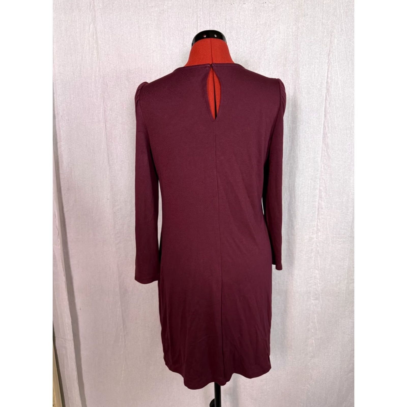 Old Navy Old Navy Womens Dress Small Red Wine Long Sleeve Knee Length D914 Size S / US 4 / IT 40 - 4 Thumbnail