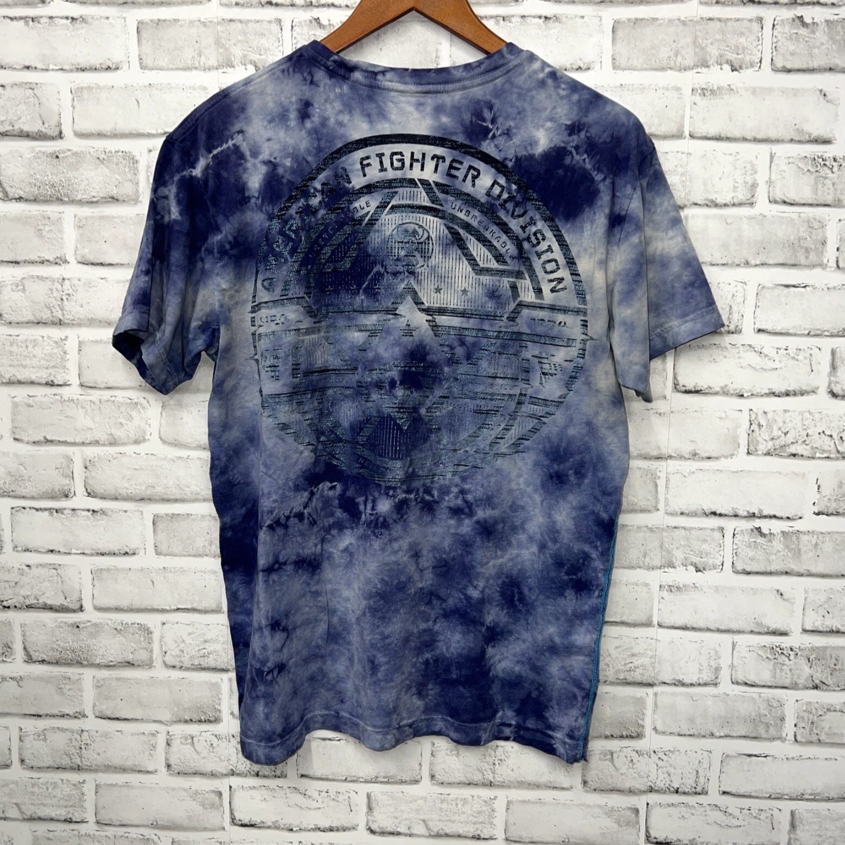 Vintage American Fighter T-Shirt Mens Blue M Size US M / EU 48-50 / 2 - 5 Thumbnail