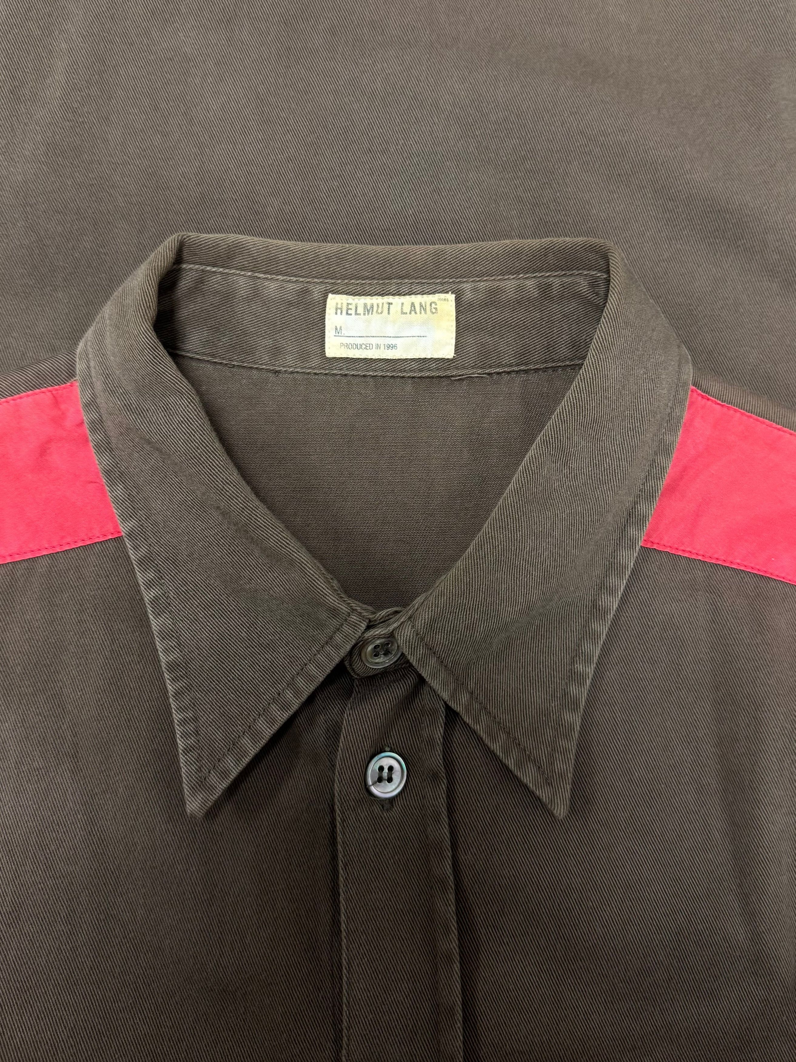 Helmut Lang SS1996 Helmut Lang Red/Brown Panelled Cotton Button Up Shirt Size US M / EU 48-50 / 2 - 3 Thumbnail
