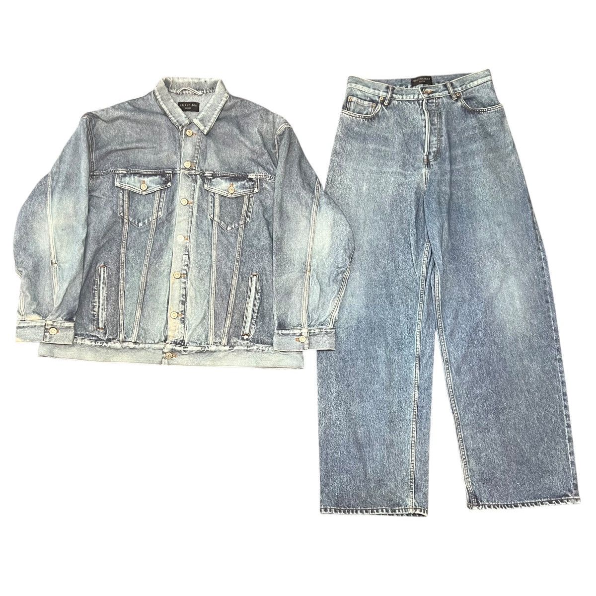 Balenciaga BALENCIAGA 2022AW Trompe-l’œil Heavy Cotton Jersey Denim Set Size US XS / EU 42 / 0 - 1 Thumbnail