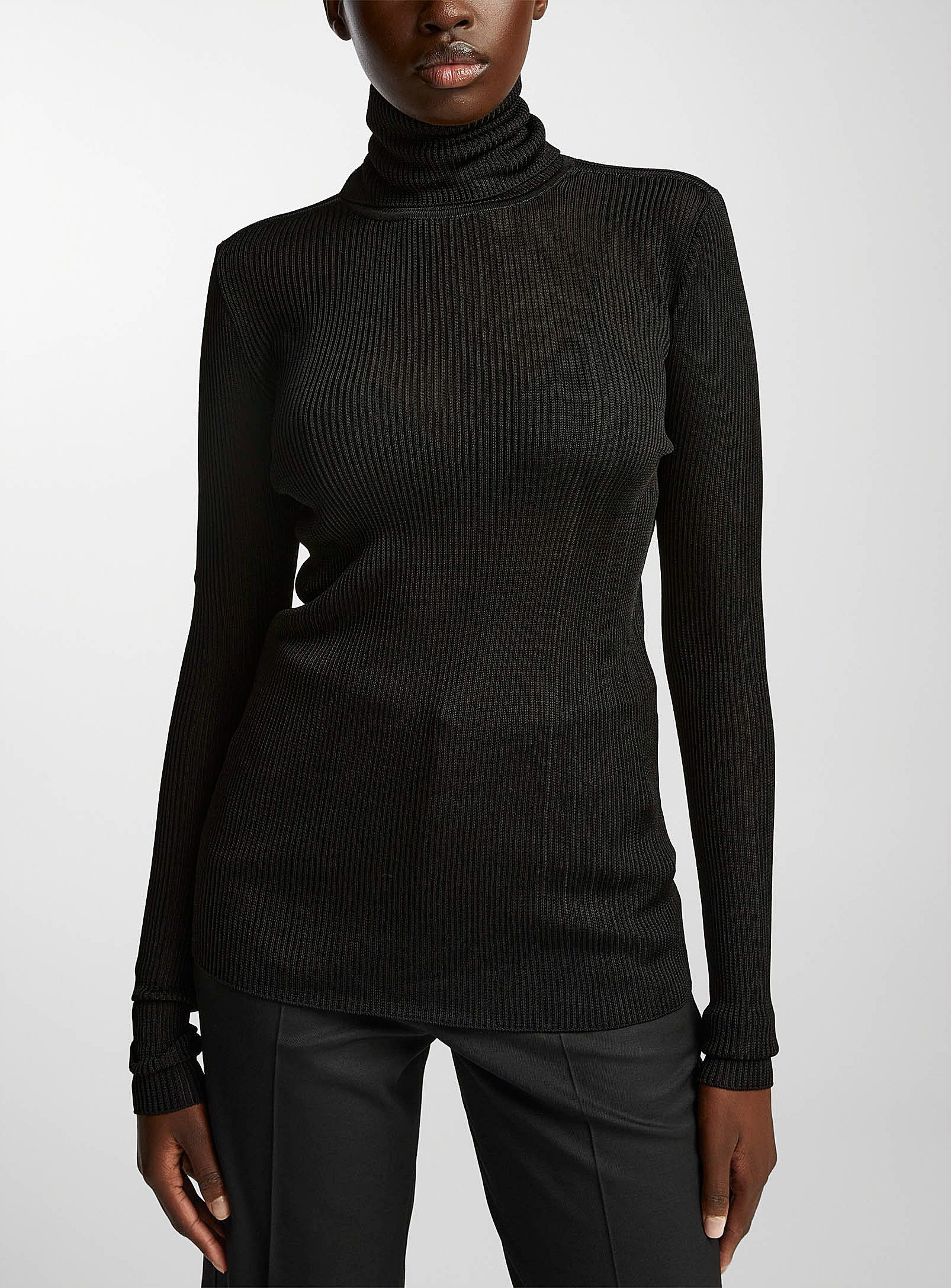 image of Aw23 Gauchere Ribbed Turtleneck Sweater S in Black, Women's (Size Small)