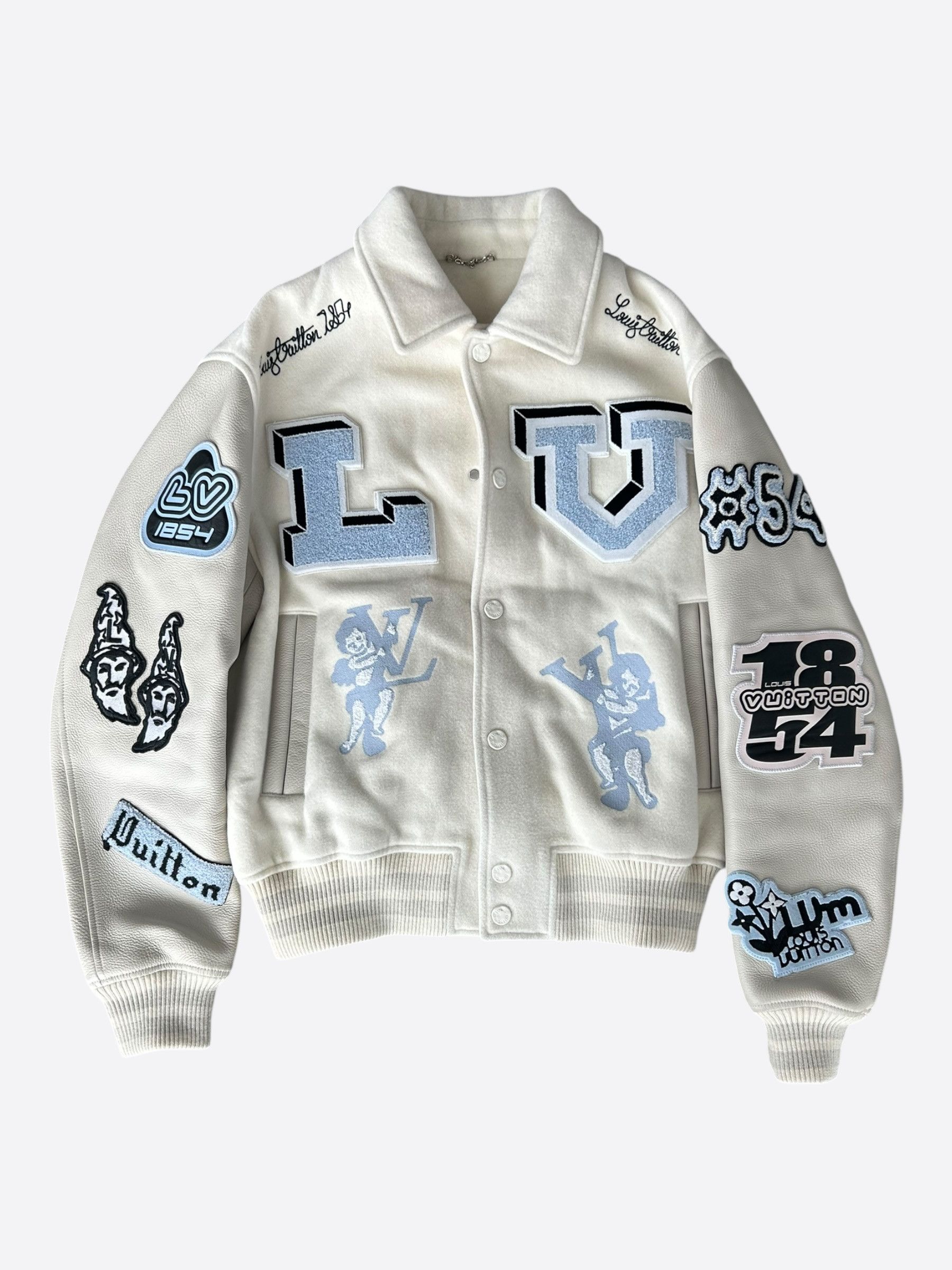 Louis Vuitton Louis Vuitton White & Blue Bunny Varsity Jacket Size US L / EU 52-54 / 3 - 1 Thumbnail