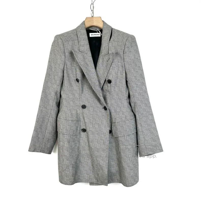 Balenciaga Balenciaga Gray Plaid Double-Breasted Suit Jacket Size M / US 6-8 / IT 42-44 - 1 Thumbnail