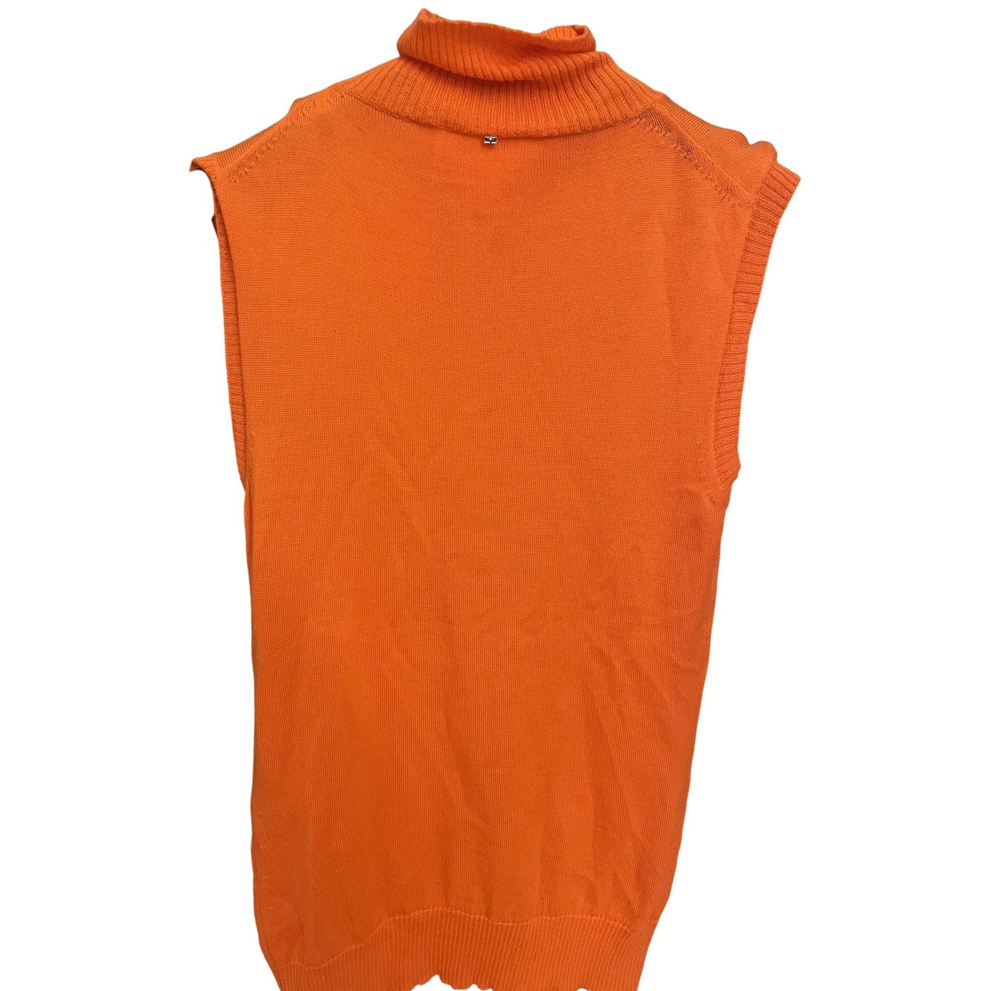 Sportmax SPORTMAX Sleeveless Orange Ribbed Turtleneck Sweater Top Wom Size S / US 4 / IT 40 - 2 Thumbnail