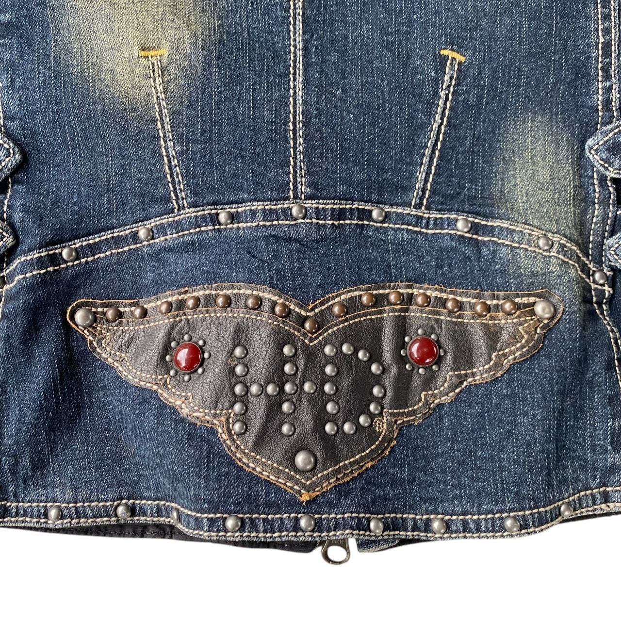 Harley Davidson Y2K Harley-Davidson Women Biker Jacket Denim Leather Studded Size L / US 10 / IT 46 - 15 Thumbnail