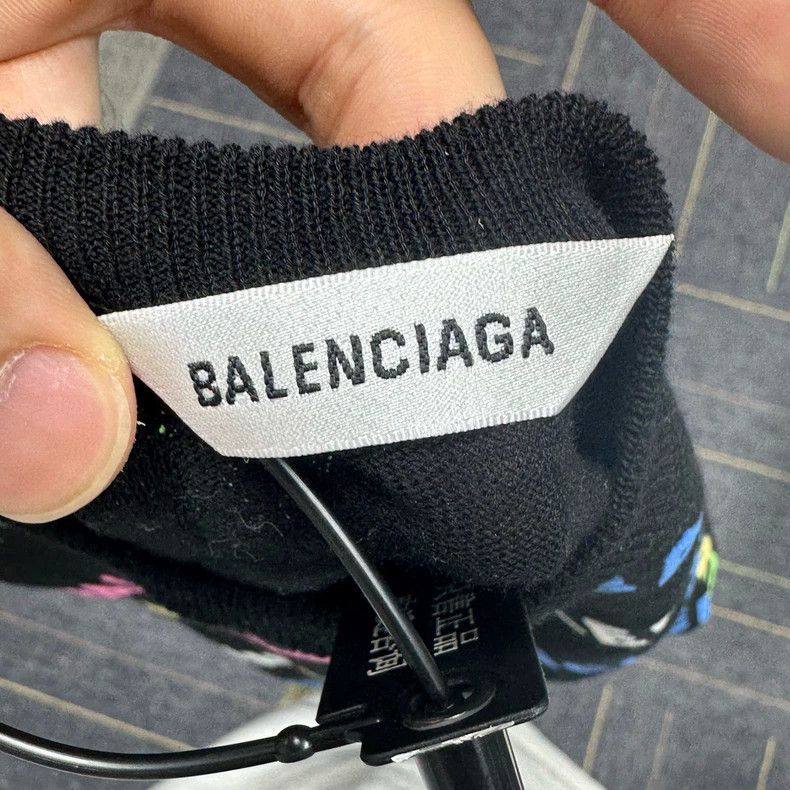 Balenciaga Balenciaga Colorful Barrage Logo All-Over Knit Short Sleev Size S / US 4 / IT 40 - 3 Thumbnail