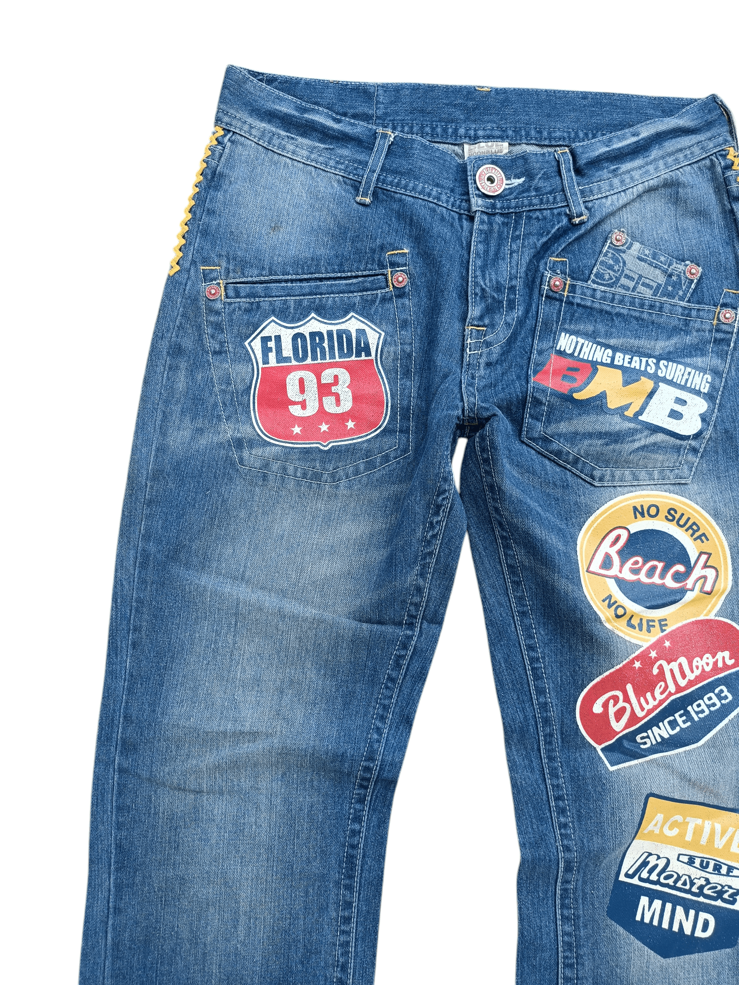 Designer × Japanese Brand × Vintage VINTAGE BLUE MOON BLUE FLORIDA 93 SURFING PAINT DESIGN DENIM Size US 32 / EU 48 - 7 Thumbnail