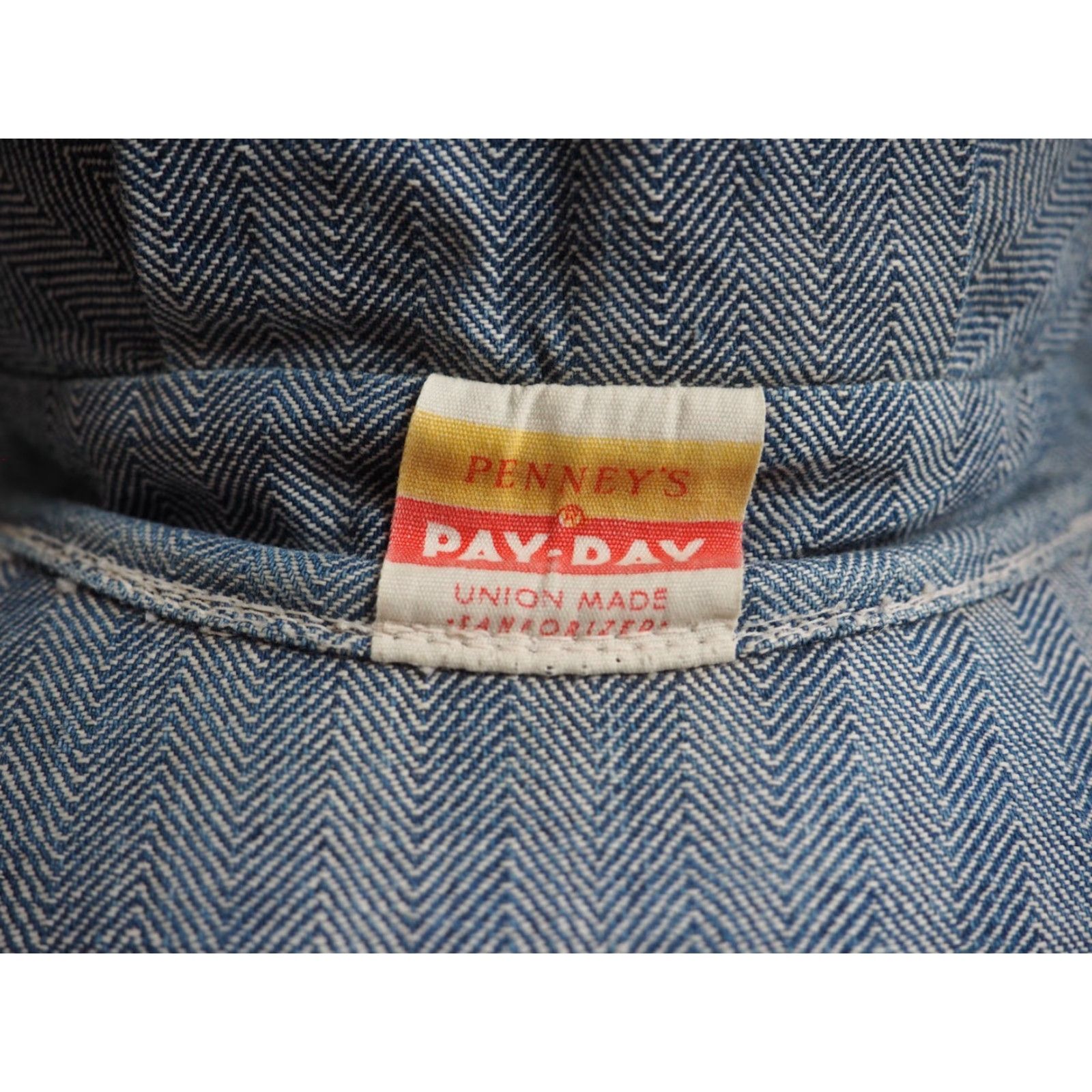 JCPenney VINTAGE Penneys Hat Conductor Work Penneys Penneys Pay Day 50s Sanforized Herringbone Cap S Blue Men's Hat Size ONE SIZE - 5 Thumbnail