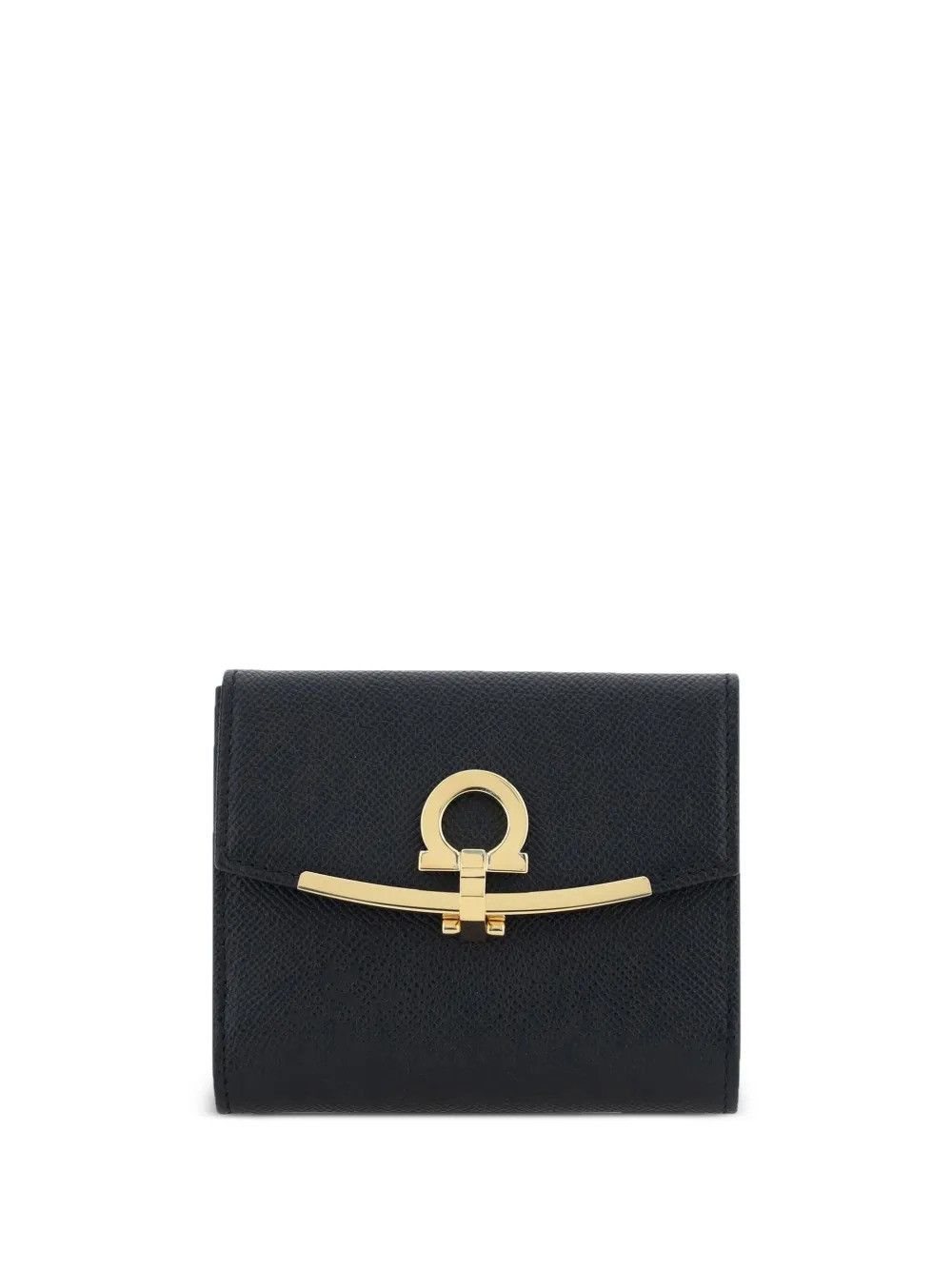 Salvatore Ferragamo HAMMERED LEATHER GOLD GANCINI COMPACT WALLET Size ONE SIZE - 1 Thumbnail