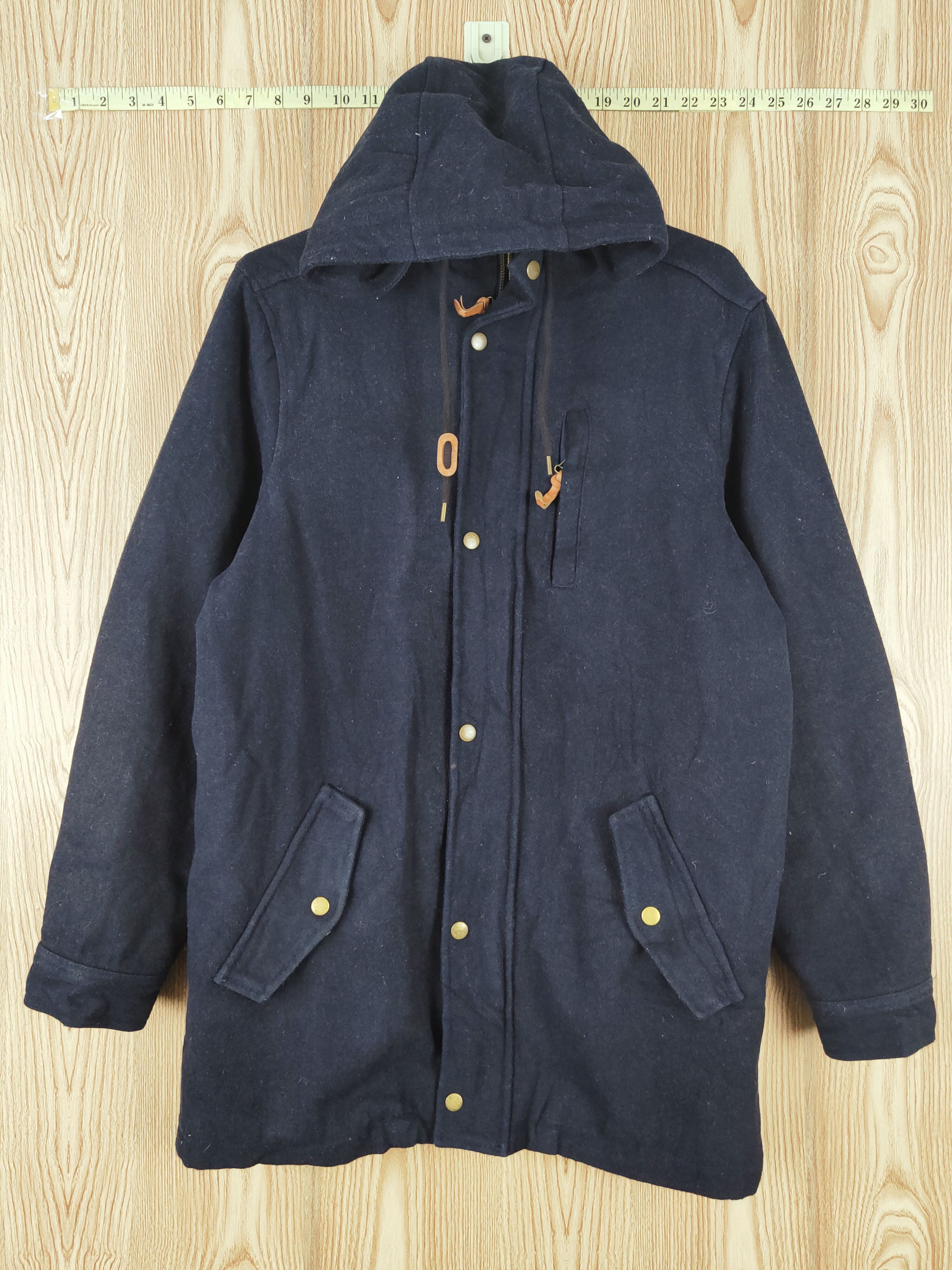 Old Navy × Vintage Vintage&rare design by Old Navy Dark Blue Wool Hoodie Coats Size US L / EU 52-54 / 3 - 1 Thumbnail