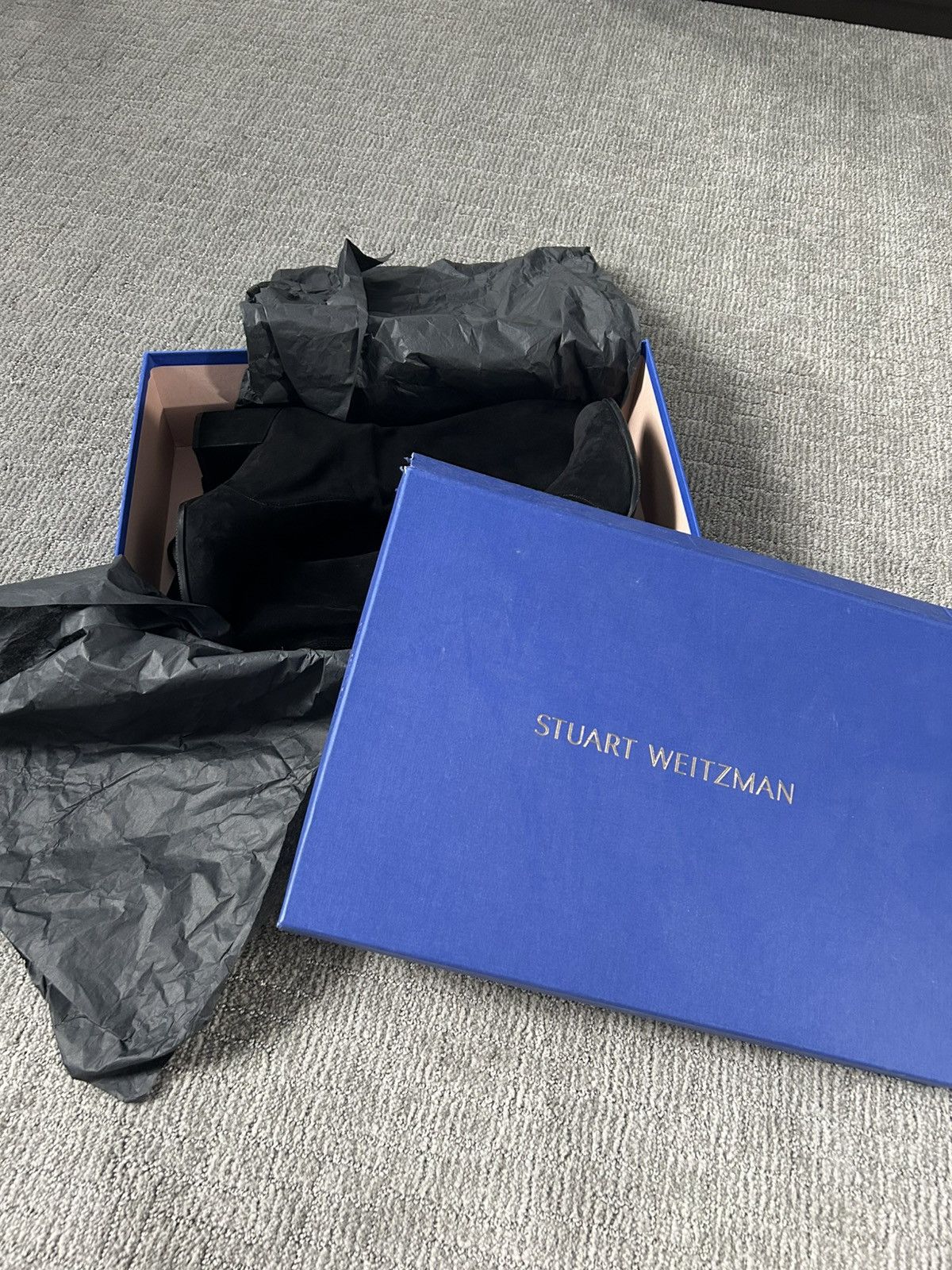 Stuart Weitzman Stuart Weitzman Black Suede Over-The-Knee Tieland Boots Size US 7.5 / IT 37.5 - 1 Thumbnail