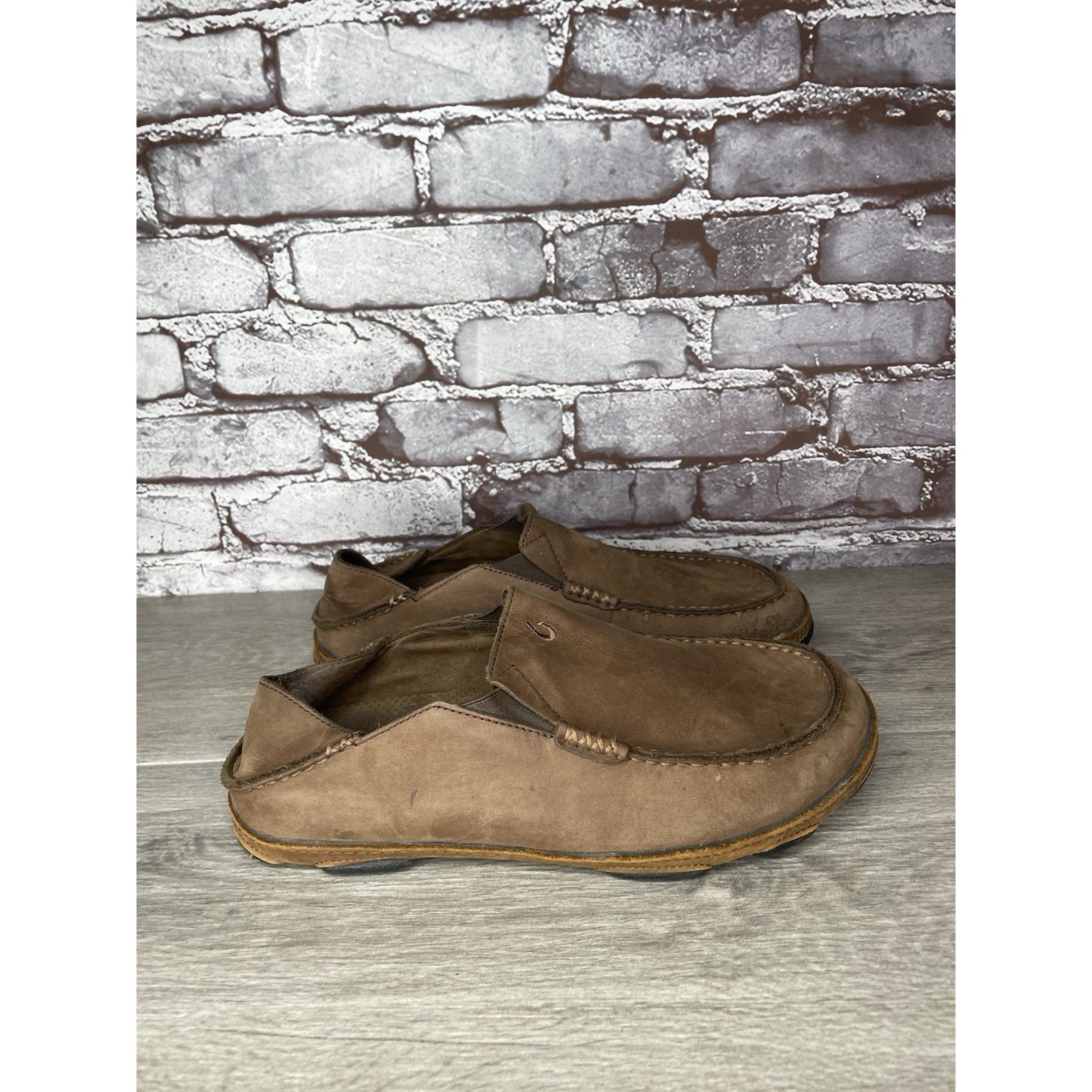 Olukai OluKai Moloa Brown Toffee Leather Slip On Loafers Casual Sho Size US 9 / EU 42 - 13 Thumbnail