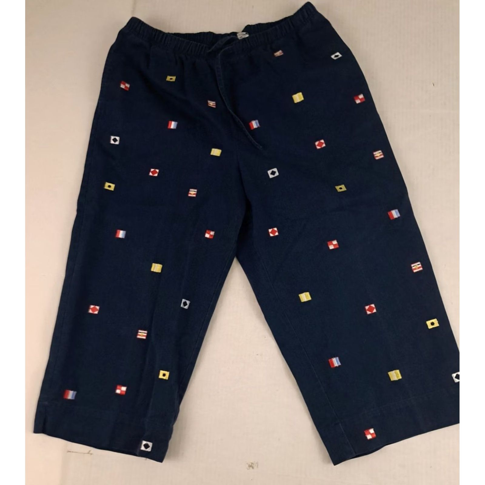 Nautica VINTAGE Woman Breckenridge Capri Pants Nautical Flag Navy 12 Xml Size 34" / US 12 / IT 48 - 2 Thumbnail
