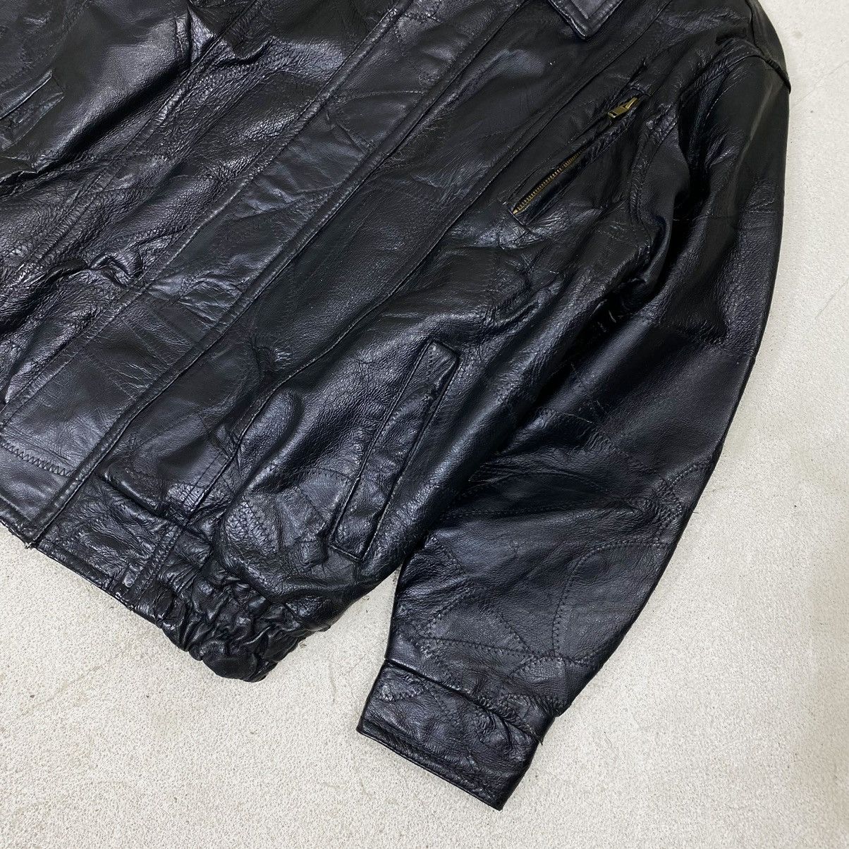 Vintage Leather jacket vintage bomber patchwork boxy oversize Size US L / EU 52-54 / 3 - 6 Thumbnail