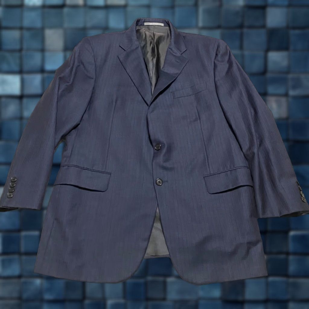 Loro Piana Hickey Freeman Blazer Mens 42 Wool Striped 2 Button Super 150s Loro Piana Blue Jacket Front Style Single-Breasted Chest 44" Adult Mens Debris? Size 42R - 1 Thumbnail