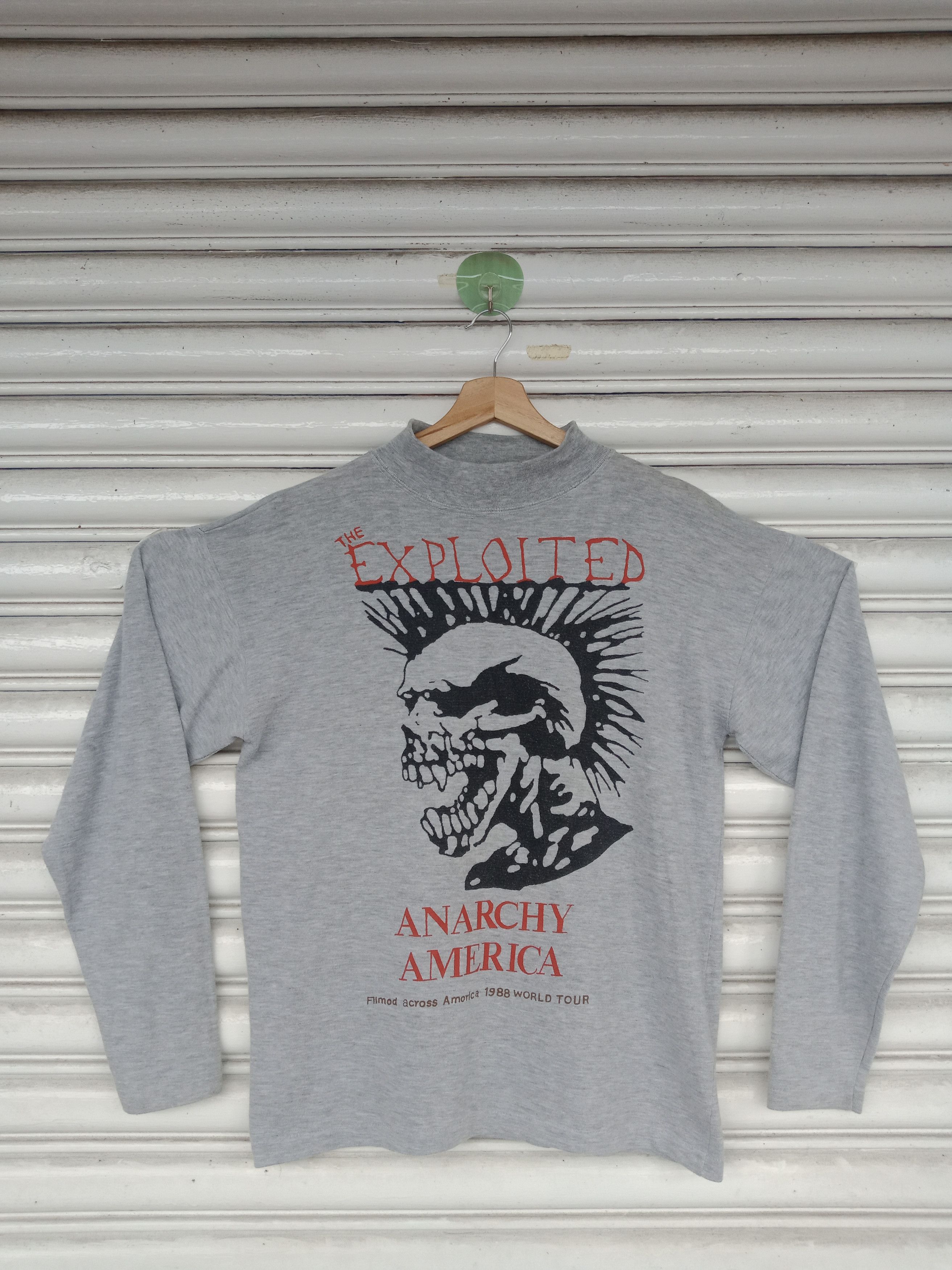 image of Archival Clothing x Band Tees 80's Vintage The Exploited Anarchy America Long sleeve in Grey (Size 