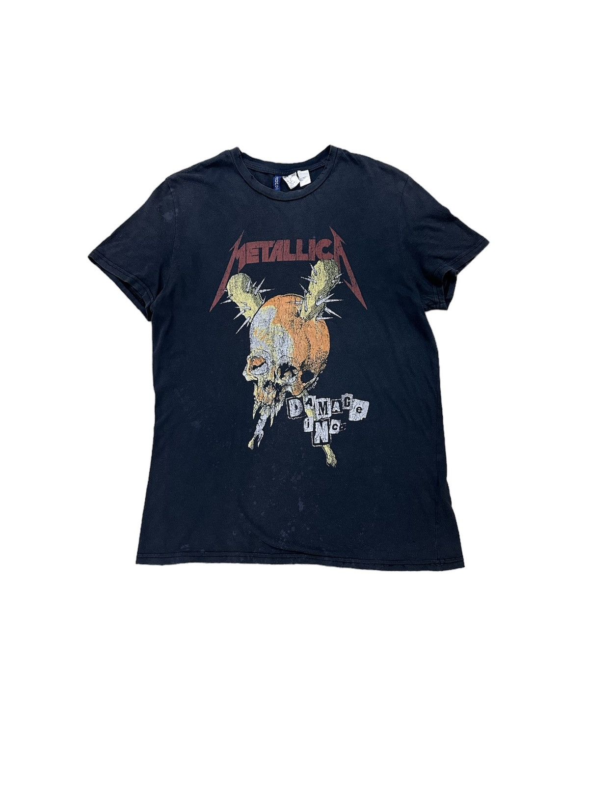 image of Band Tees x Metallica Beautiful Faded Distressed Vintage Metallica Pushead Tee in Faded Black (Size