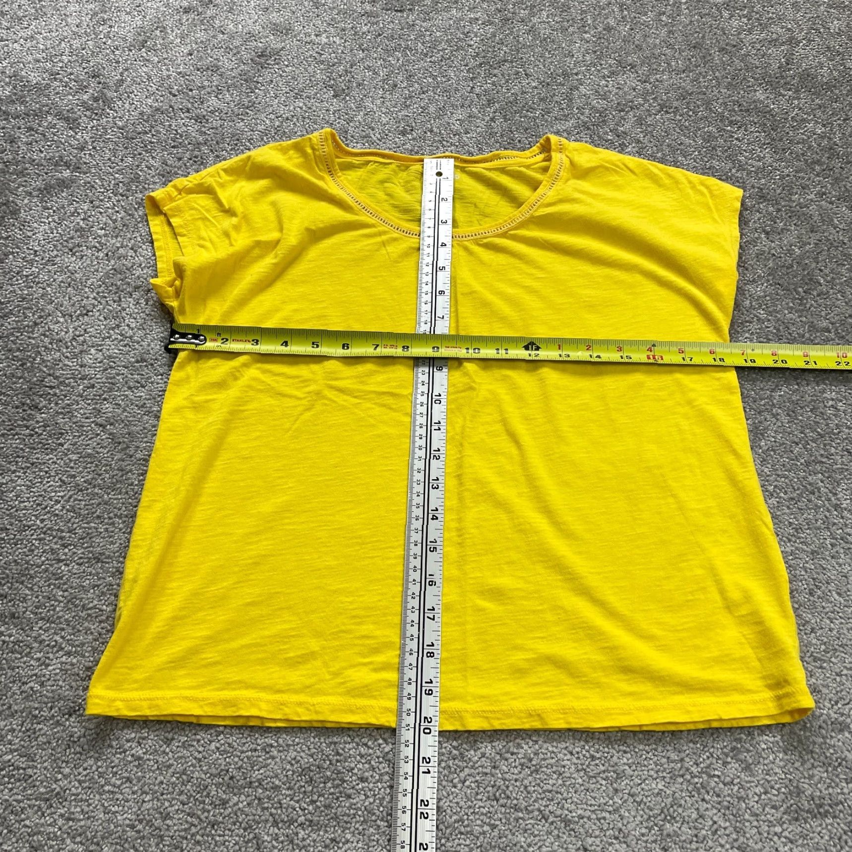 Lands' End Lands' End Women's Casual Basic Tee T-Shirt XS Yellow Short Sleeve Round Neck Lightweight Cotton Viscose Size XS / US 0-2 / IT 36-38 - 7 Thumbnail