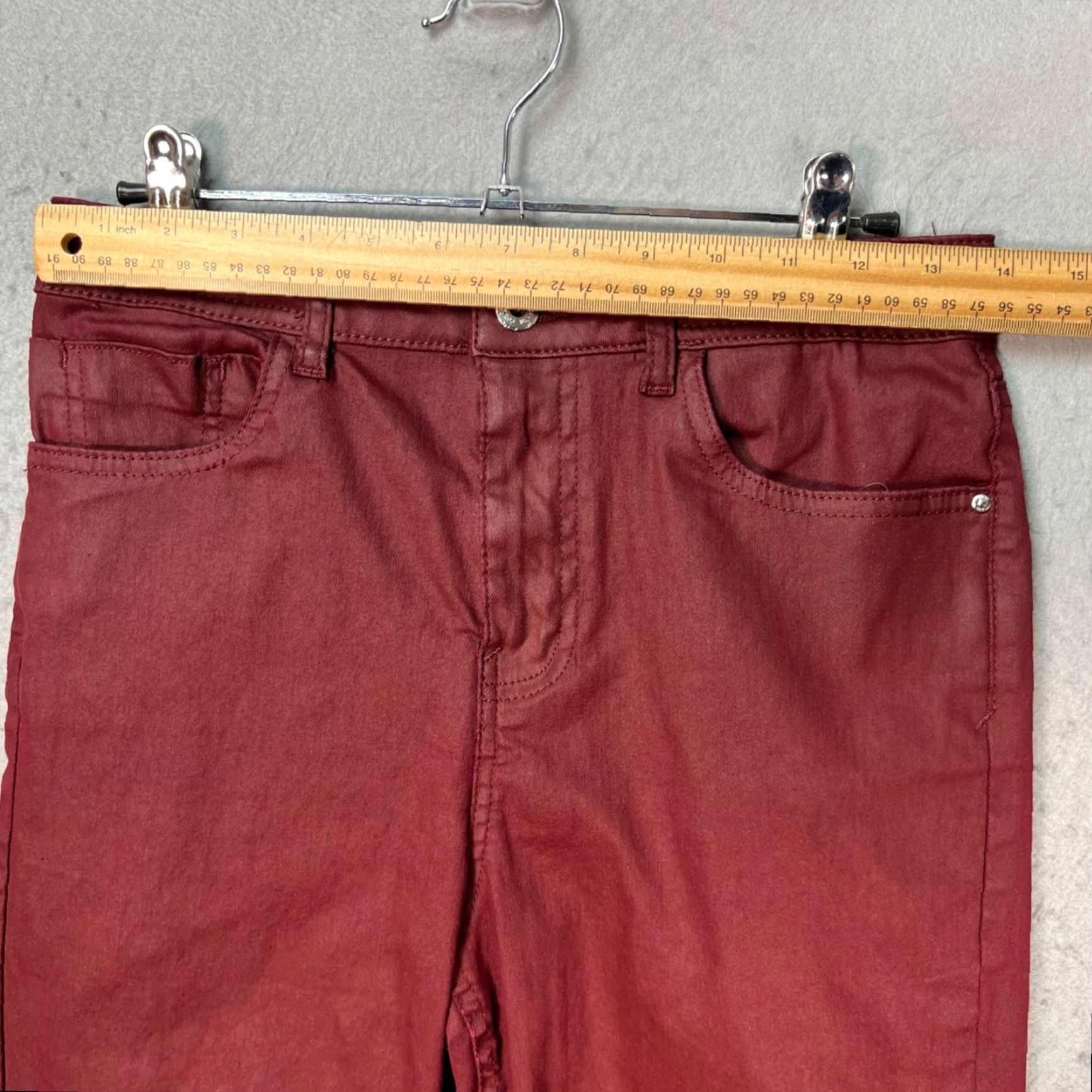 Zara Zara Womens Size 6 Slim Fit Straight Leg Burgundy Pants Size 28" / US 6 / IT 42 - 5 Thumbnail