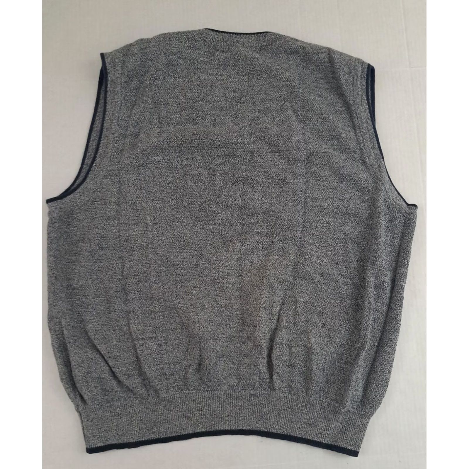 Vintage VINTAGE Slazenger University Vest Embroidered Golf - Large Unisex Adults, Grey-Blue Trim, V-Neck, Sleeveless, Cotton Knit, Collarless, Regular Fit Size US L / EU 52-54 / 3 - 5 Thumbnail