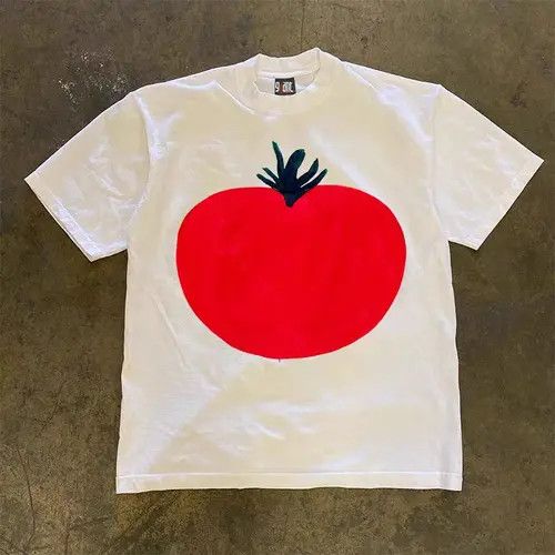 Japanese Brand Mayumi x Rumi A tomato print white loose retro t-shirt Size US M / EU 48-50 / 2 - 3 Thumbnail