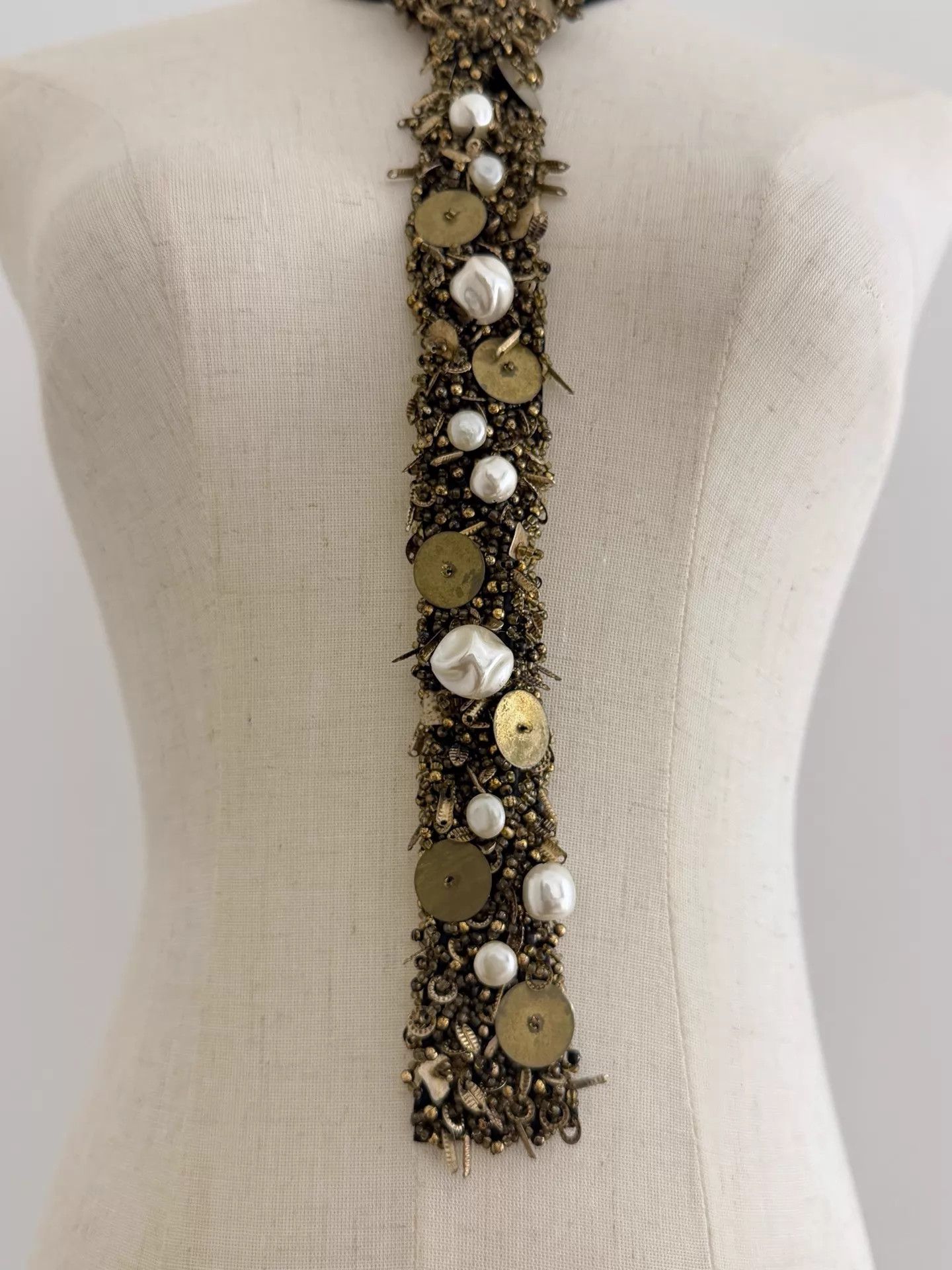 Comme des Garcons Comme des Garçons Black Velvet Metallic Studded Tie Size ONE SIZE - 4 Thumbnail