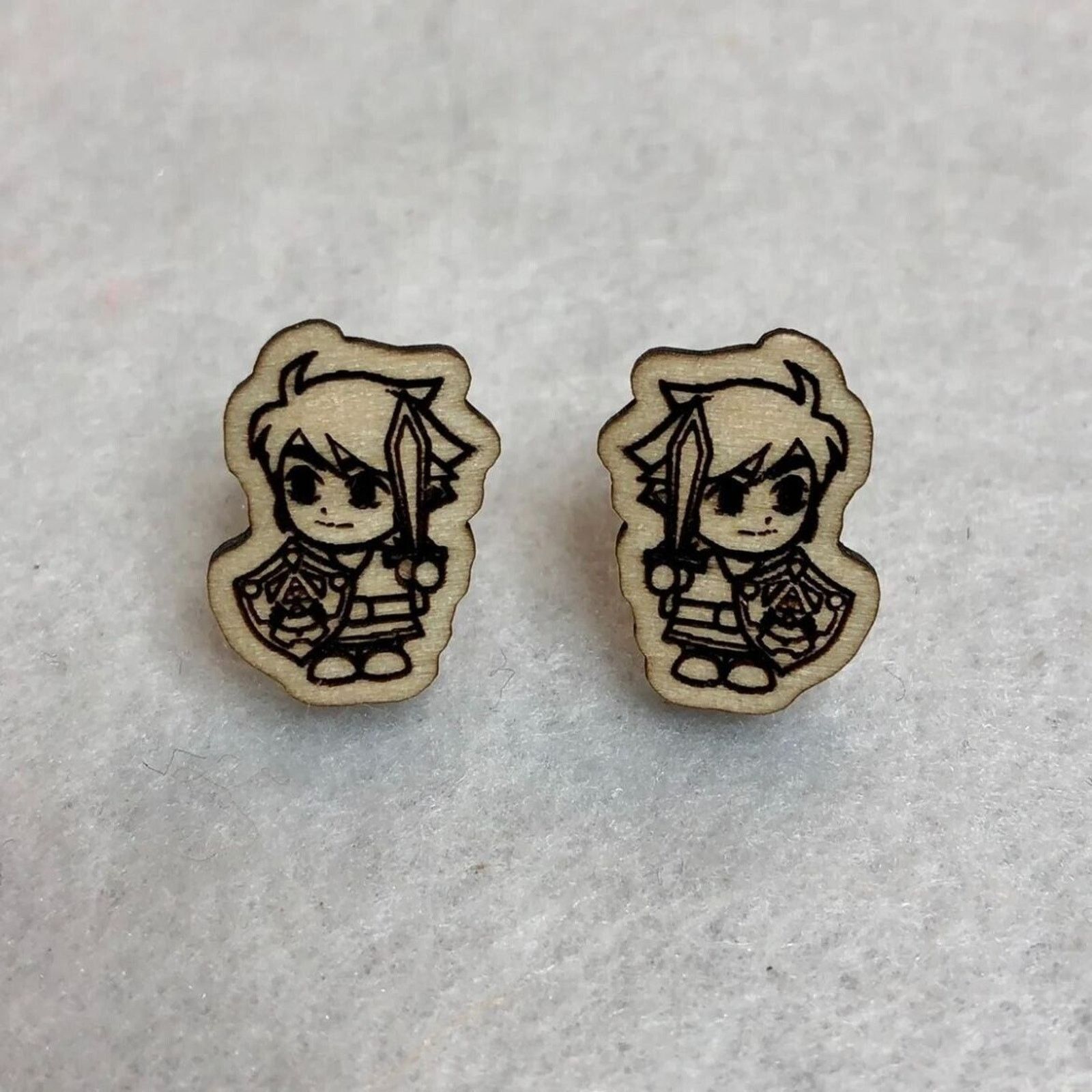 Other Zelda Toon Link Wooden Stud Earrings Size ONE SIZE - 2 Thumbnail