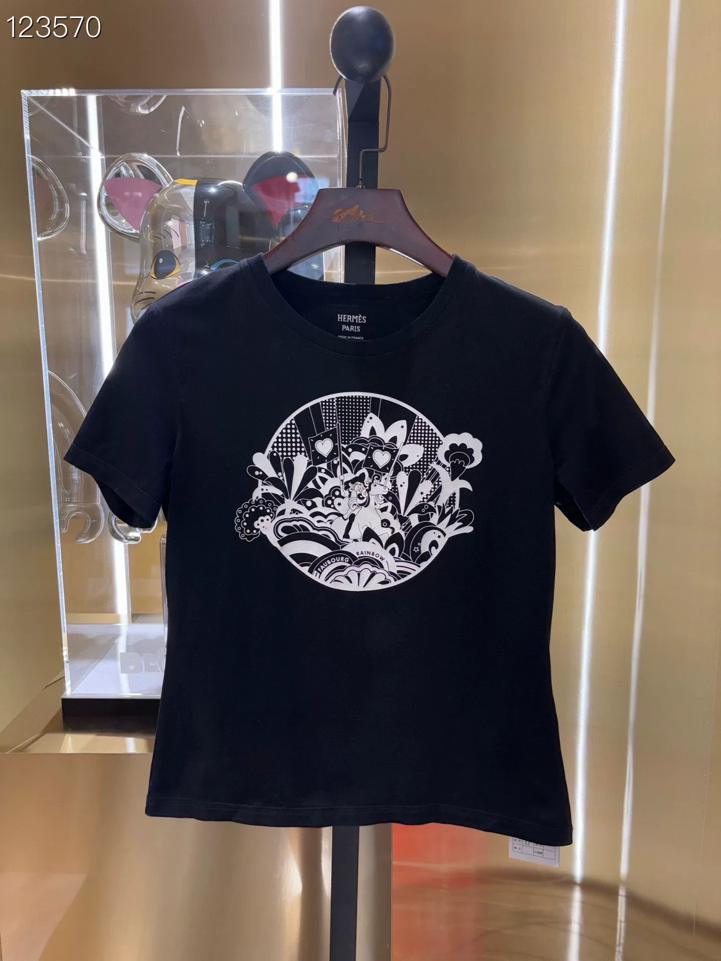 Hermes Hermès Classic White Wave Black T-shirt Size S / US 4 / IT 40 - 1 Thumbnail