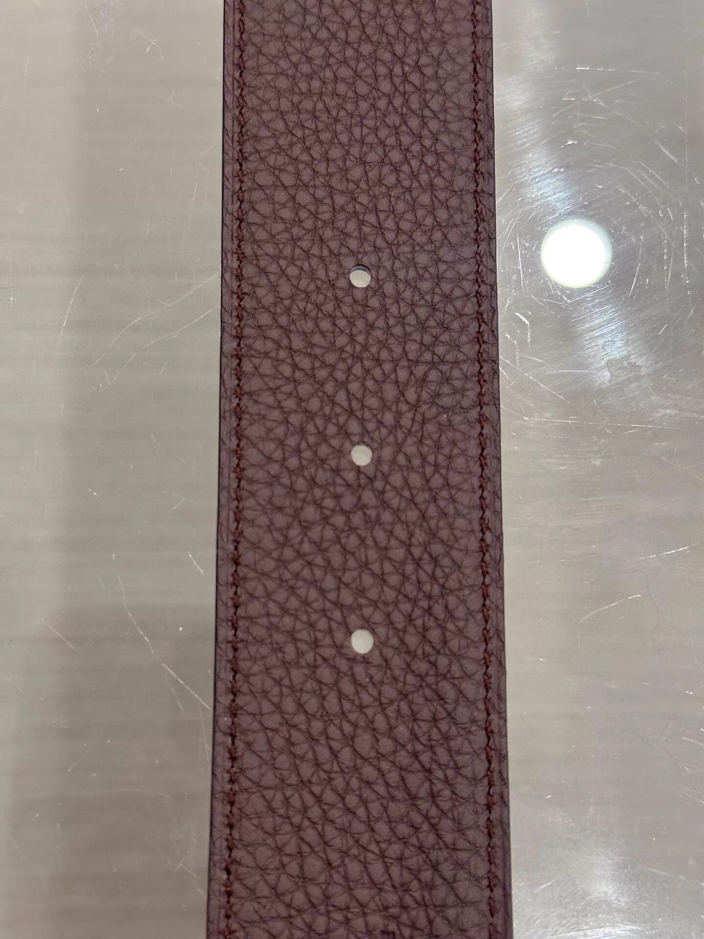 Hermes Hermes Men's Black & Burgundy H Logo Silver Buckle Belt 95 Size ONE SIZE - 6 Thumbnail