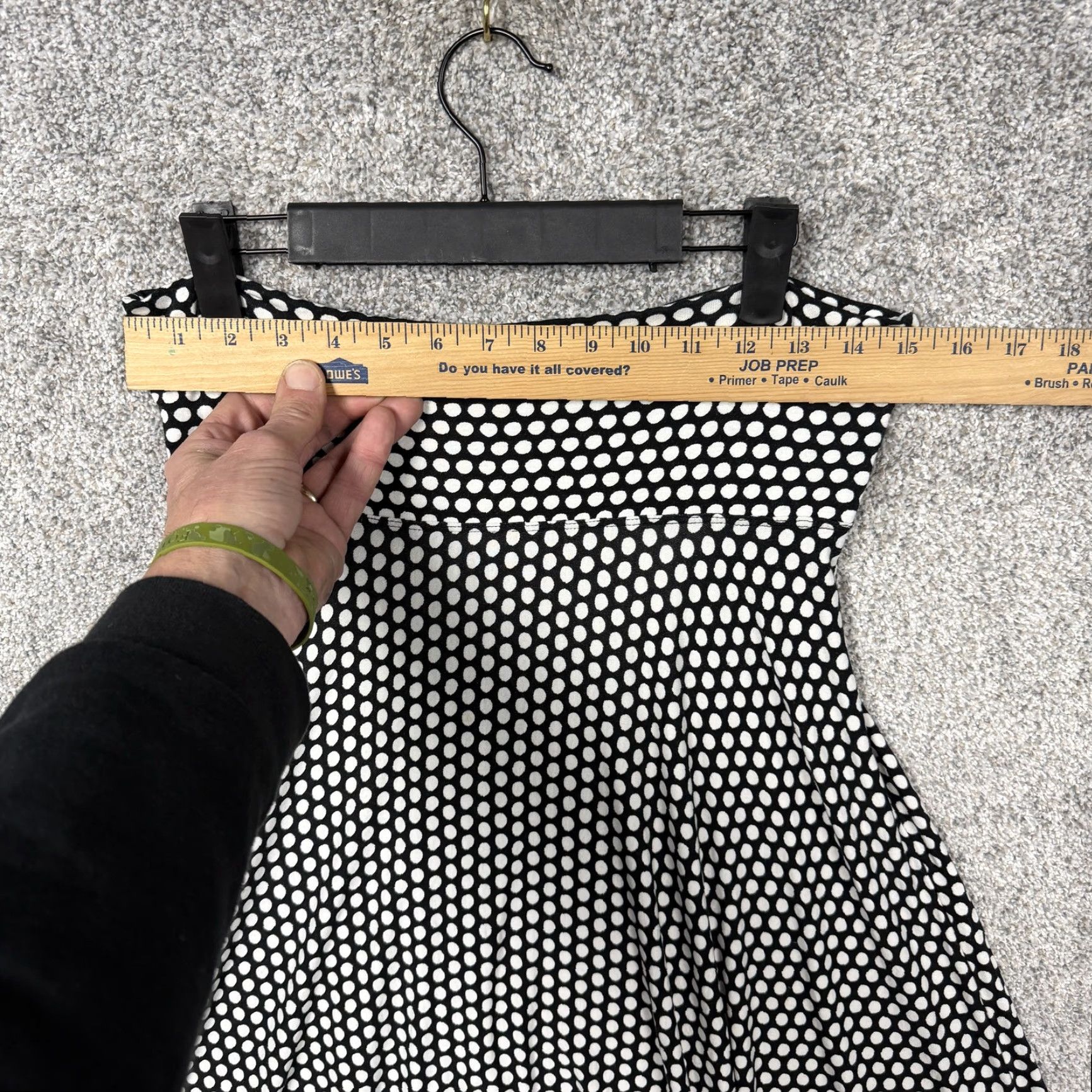 Vintage Max Studio Skirt Medium Black White Polka Dot A Line Knee Length Stretch Retro Size 32" / US 10 / IT 46 - 2 Thumbnail
