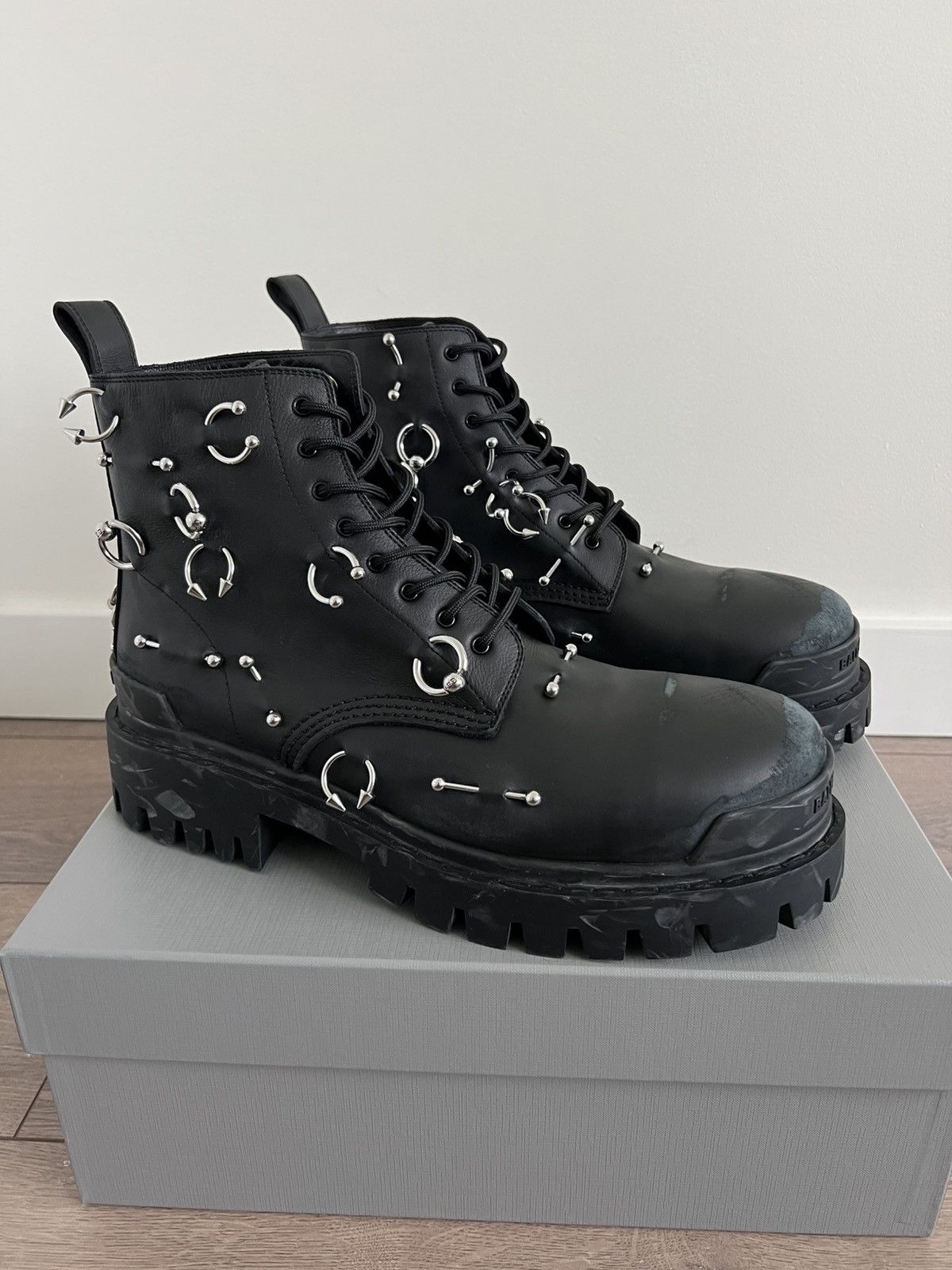Balenciaga Balenciaga Leather Strike Piercing Boot 45 Size US 12 / EU 45 - 1 Thumbnail