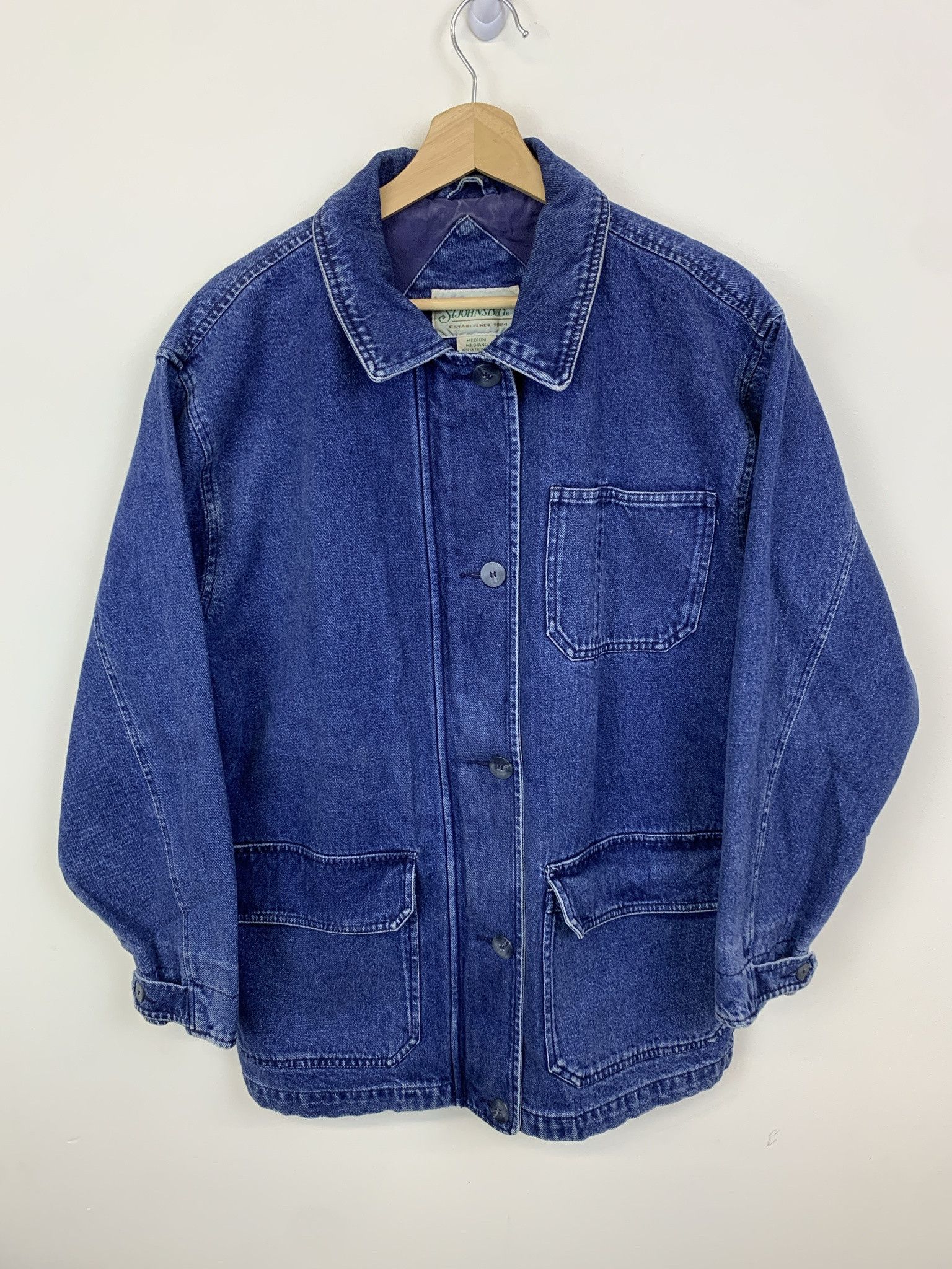 Levi's Vintage 1990s St Johns Bay Dark Wash Denim Coat Size M Size US M / EU 48-50 / 2 - 1 Thumbnail