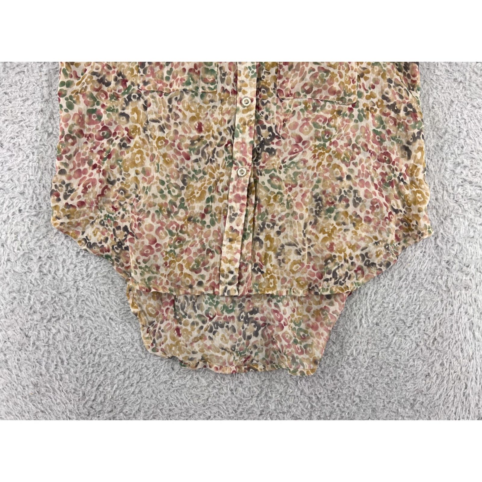 Vintage DNA Couture Shirt Women Medium Beige Floral Print Button Up Sleeveless Polyester Womens Size M / US 6-8 / IT 42-44 - 6 Thumbnail