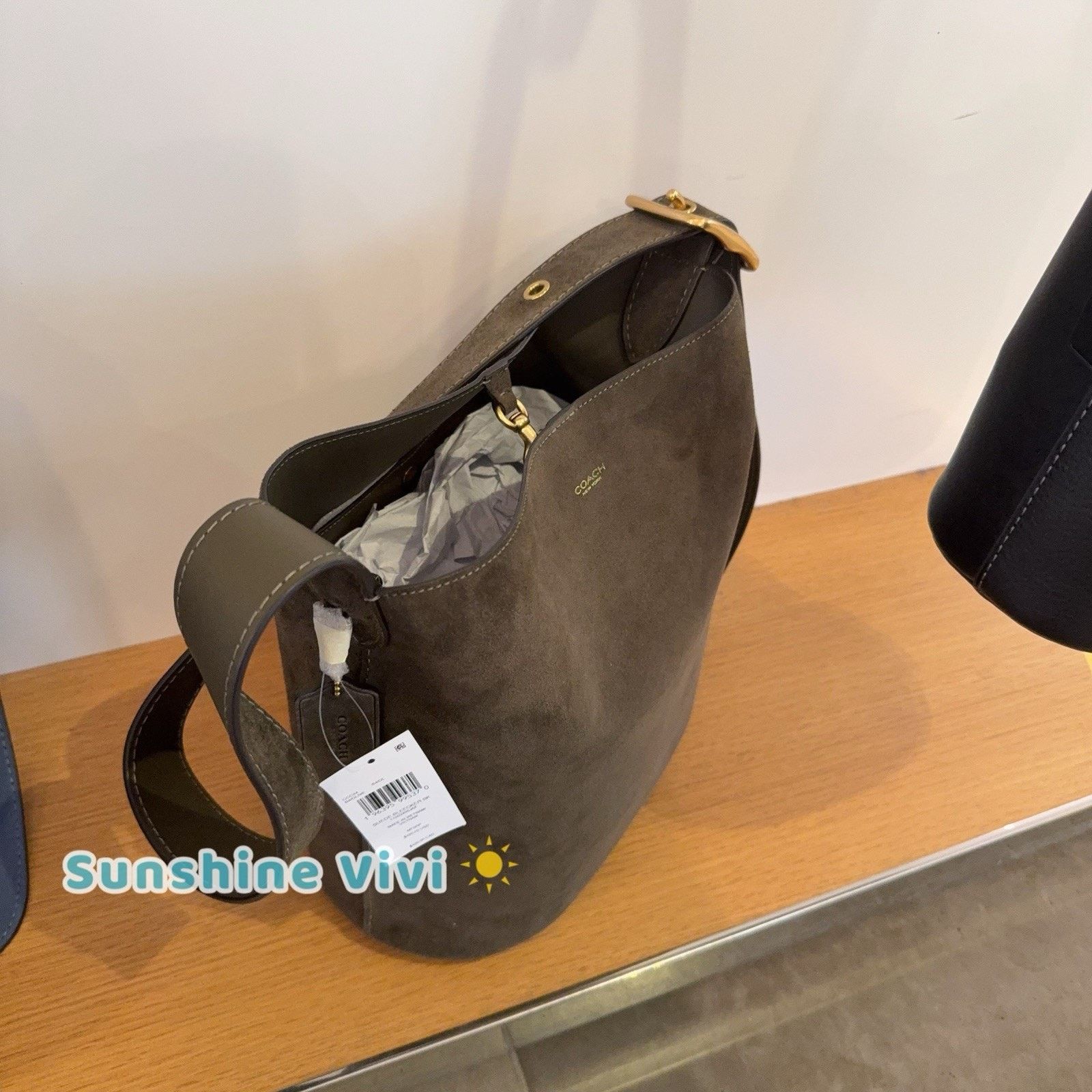 Coach NWT Coach Bleecker Bucket Bag CCC24 suede Brass/Olive Size ONE SIZE - 2 Thumbnail