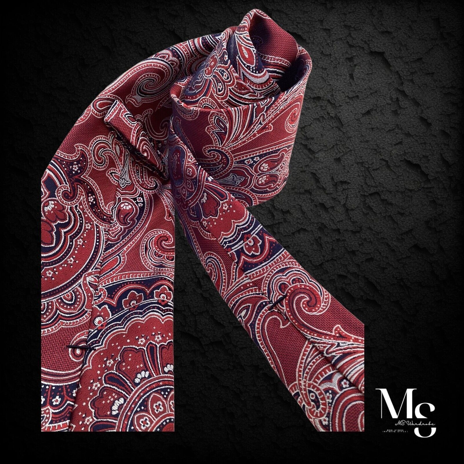 Cremieux CREMIEUX Extra Long Burgundy Paisley Silk Tie H.Made In USA Size ONE SIZE - 3 Thumbnail