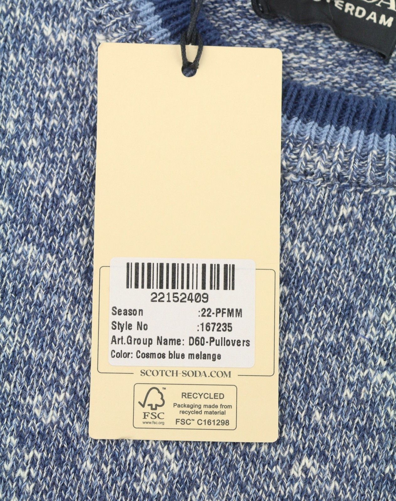 Scotch & Soda M Blue Melange Crew Neck Tight Knit Pull On Jumper 91032 Size US M / EU 48-50 / 2 - 7 Thumbnail