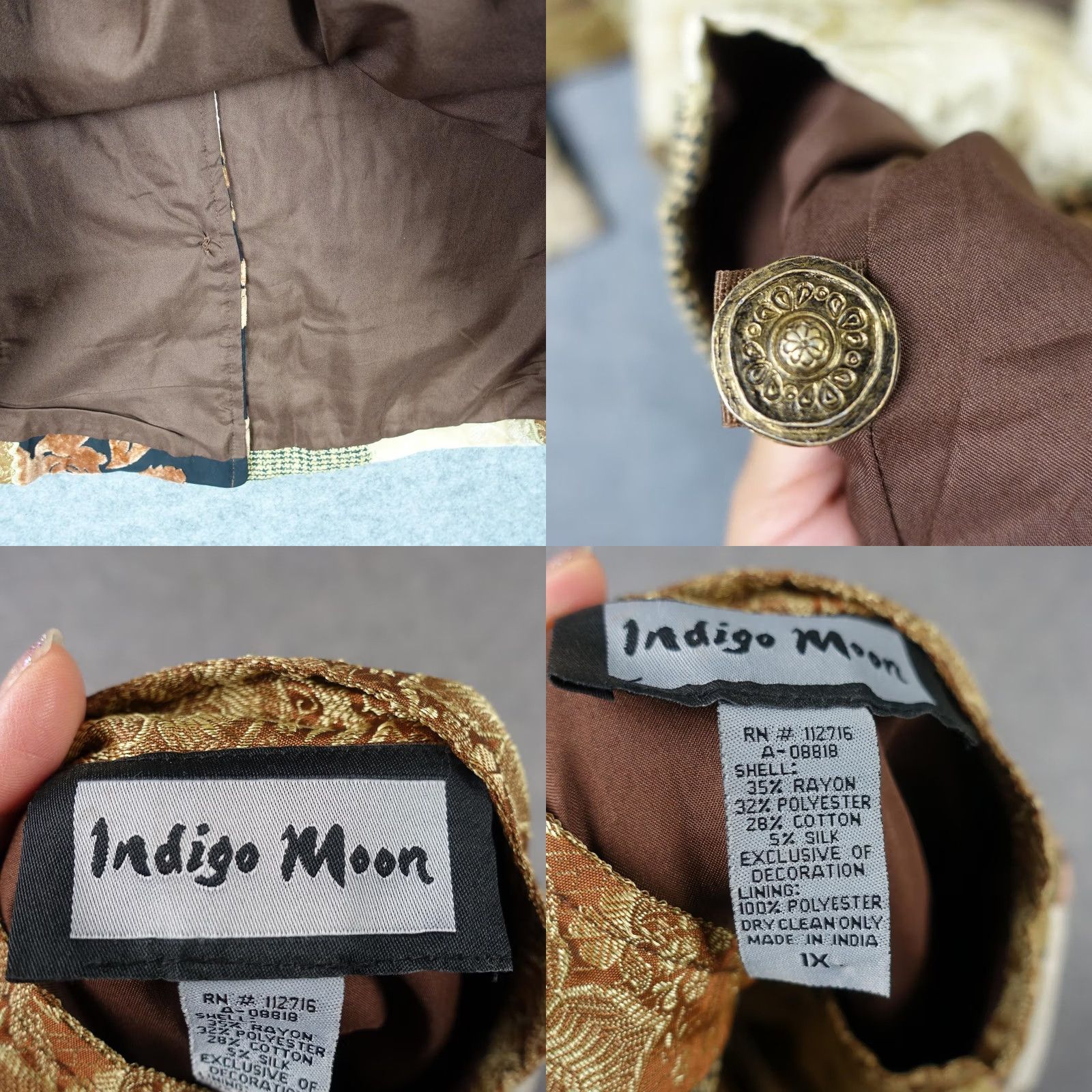 Vintage VINTAGE Indigo Moon Jacket Womens 1X Brown Patchwork Tapestry Animal Print Boho Artsy Coat Size XL / US 12-14 / IT 48-50 - 11 Thumbnail