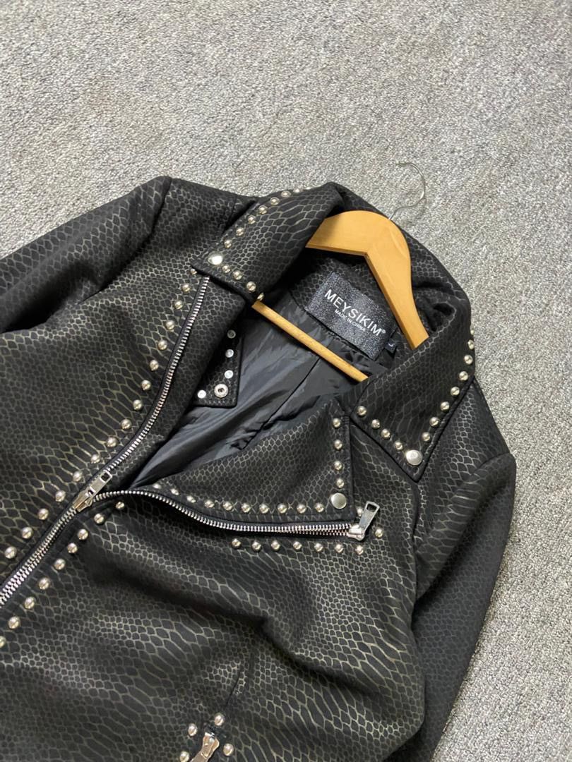 Japanese Brand Meysikim Snakeskin Faux Suede Biker Jacket (182) Size L / US 10 / IT 46 - 8 Thumbnail