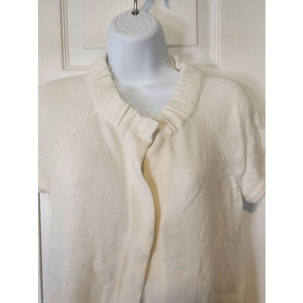 Ann Taylor Ann Taylor Loft White Cardigan Size XXS / US 00 / IT 34 - 2 Thumbnail