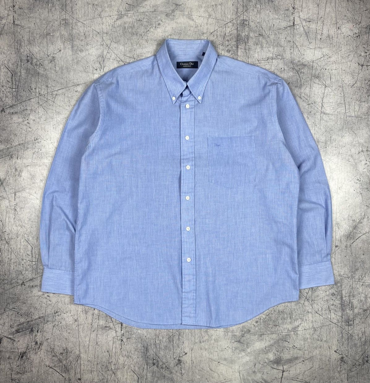 Dior Christian Dior Monsieur Blue Button Down Shirt Size 17 XL Size US XL / EU 56 / 4 - 11 Thumbnail