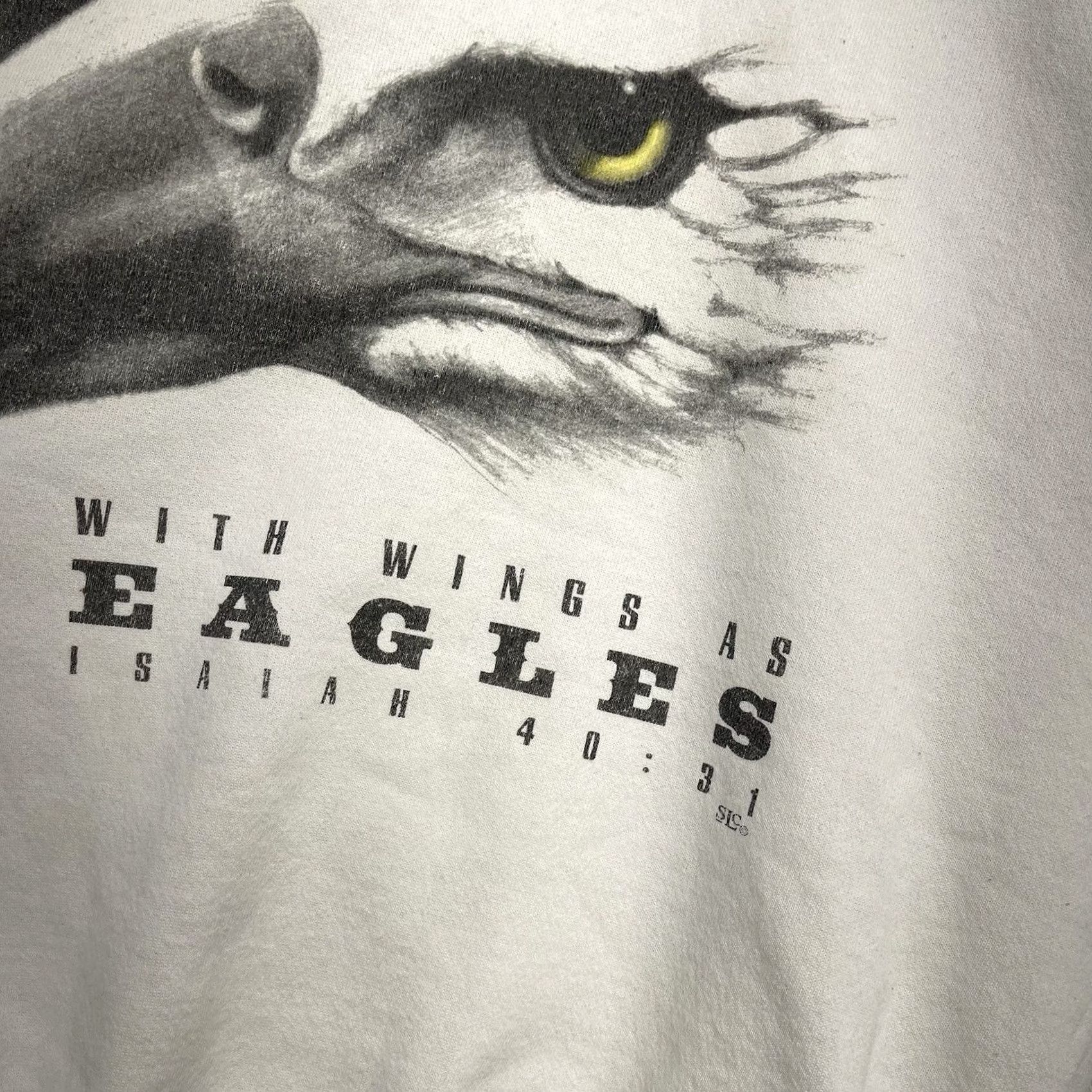 Vintage VINTAGE Jesus Sweatshirt Mens XL With Wings as Eagles Isaiah 40:31 90s Religion Shirt Men XL White Cotton Fleece Graphic Print 1990s Boys Womens Mens Size US XL / EU 56 / 4 - 5 Thumbnail