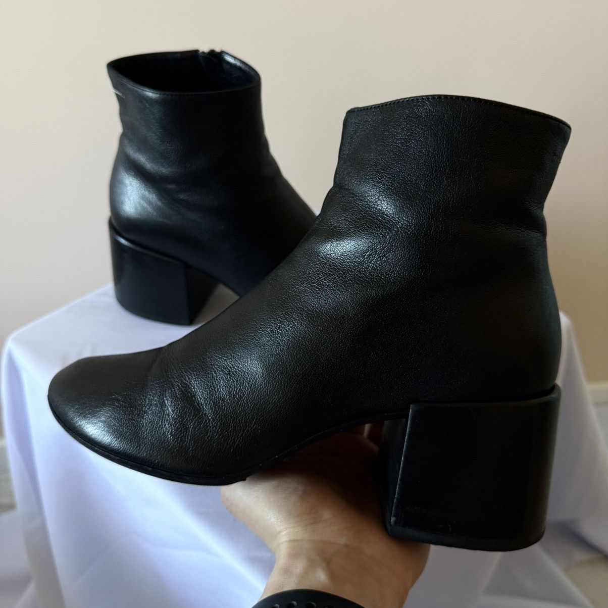 Maison Margiela Maison Margiela MM6 Leather Ankle Black Heels Boots Size US 10 / IT 40 - 6 Thumbnail