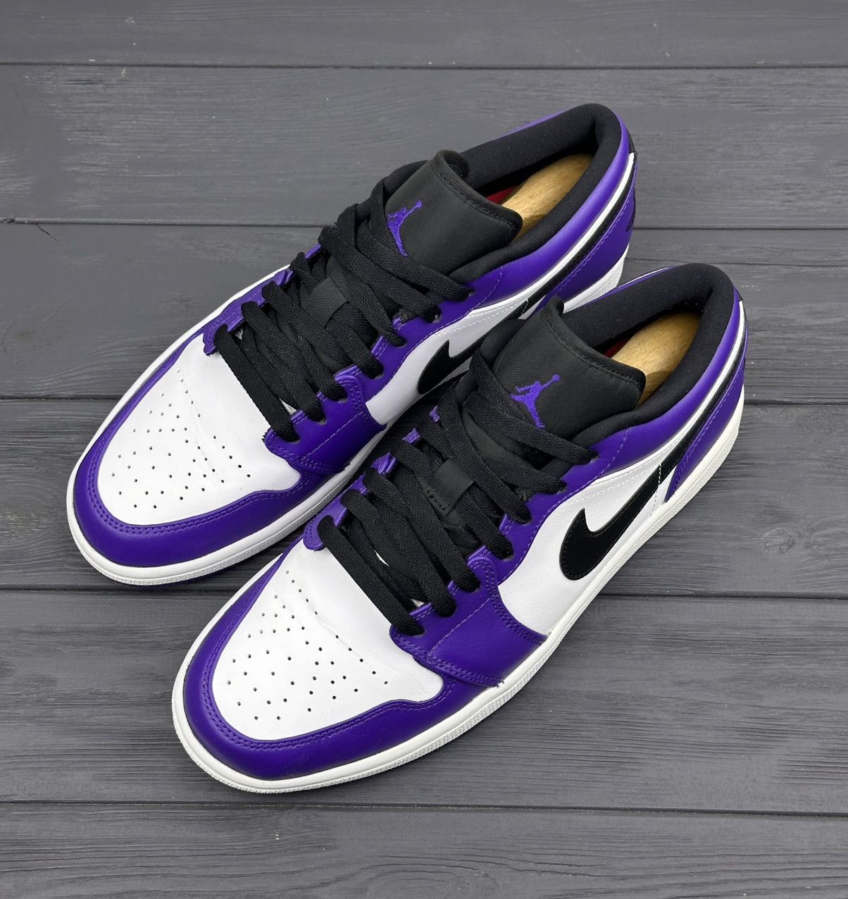 Nike Nike Air Jordan 1 Low Leather Court Purple White Black Sz 9 Size US 9 / EU 42 - 4 Thumbnail