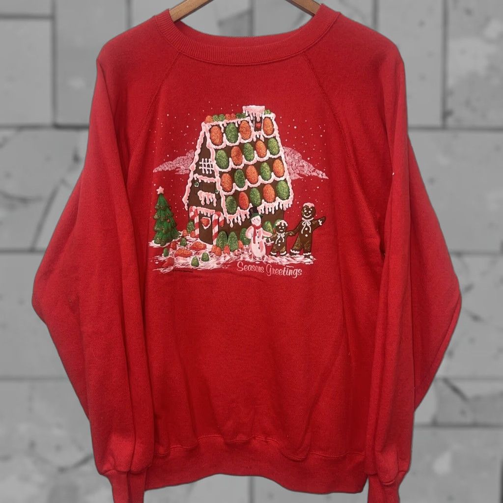 Hanes VINTAGE 1993 HANES Christmas Sweatshirt Pullover Mens XL Red Made in USA Size US XL / EU 56 / 4 - 1 Thumbnail