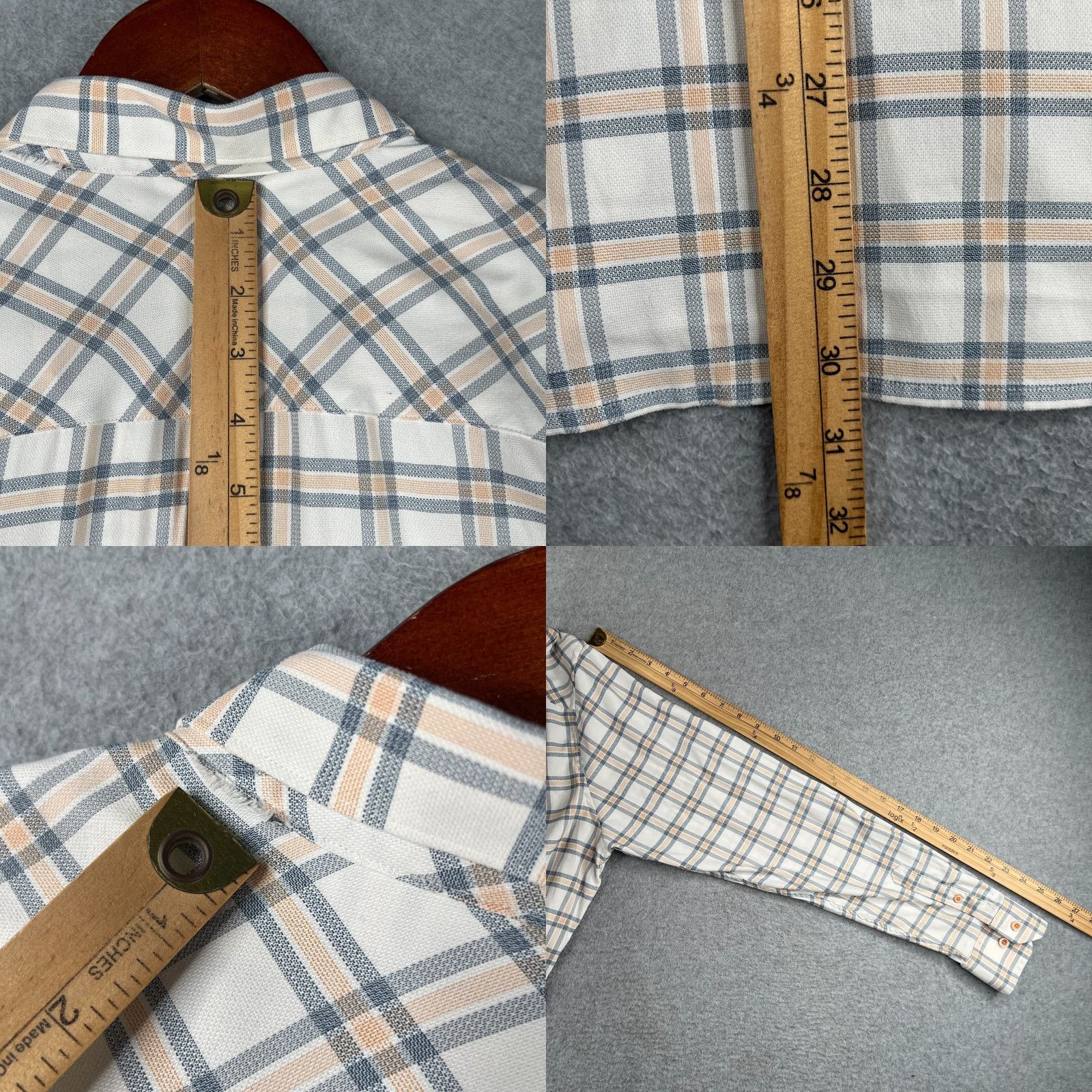 Johnston & Murphy Johnston & Murphy Performance Shirt Large White Check Button Up Long Sleeve Mens Size US L / EU 52-54 / 3 - 8 Thumbnail