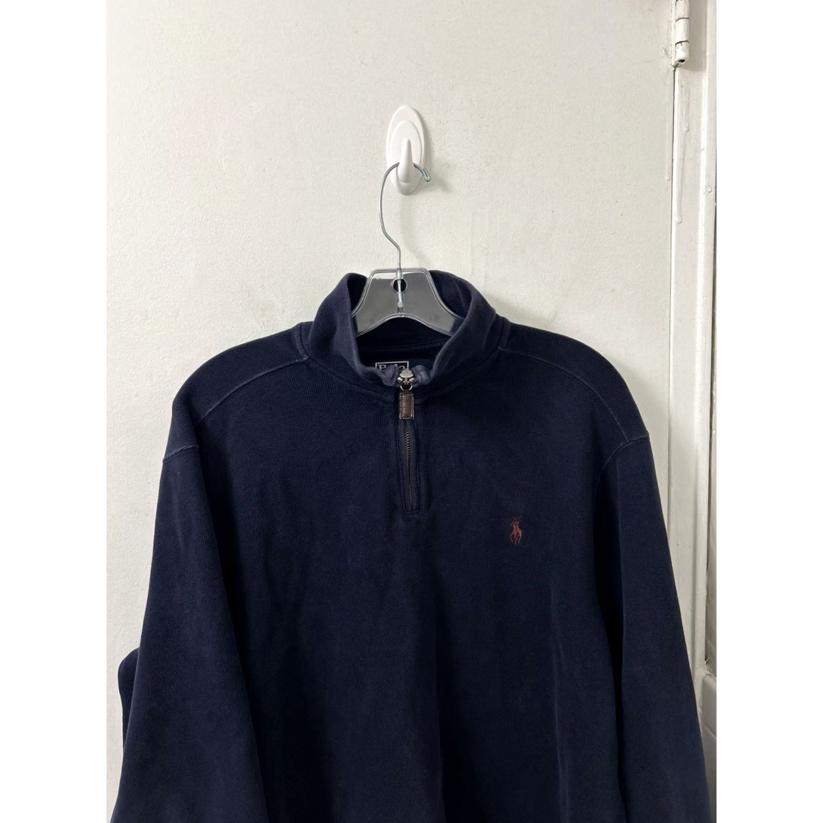 Polo Ralph Lauren VINTAGE Polo Ralph Lauren 1/4 Zip Mens L Navy Blue Pullover Cotton Ribbed Sweater Size US L / EU 52-54 / 3 - 2 Thumbnail