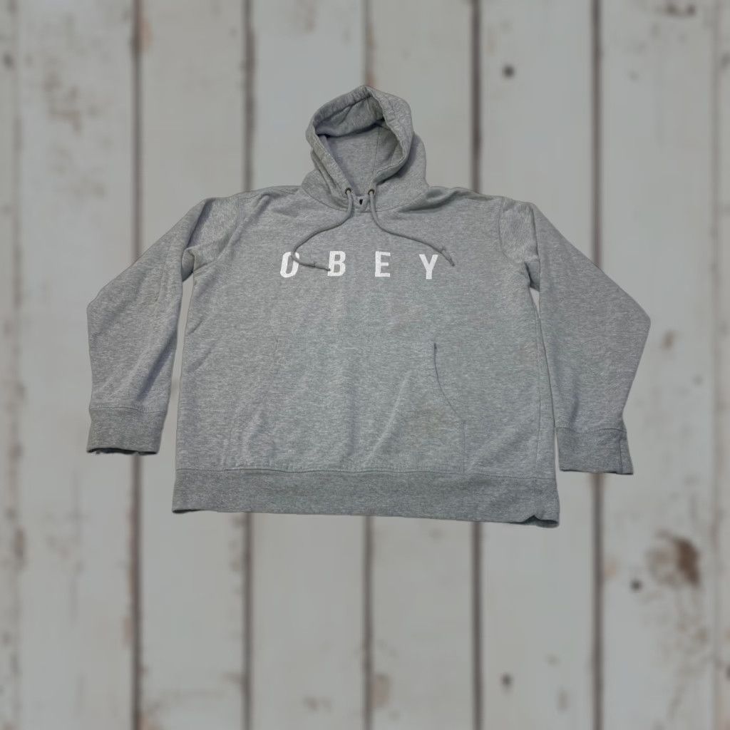 Obey OBEY Hoodie Men Medium Gray Solid Spell Out Sweatshirt Pullover Streetwear 7262 Size US M / EU 48-50 / 2 - 1 Thumbnail
