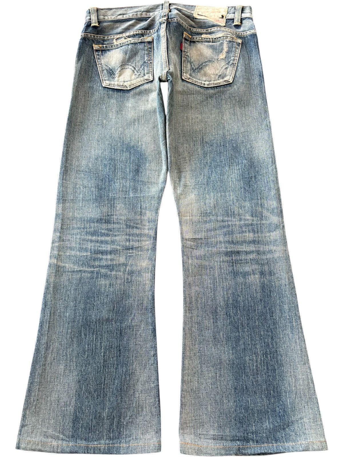 Edwin Vintage Edwin 503 Rusty Wash Distressed Flare Jeans Size 33" - 2 Thumbnail