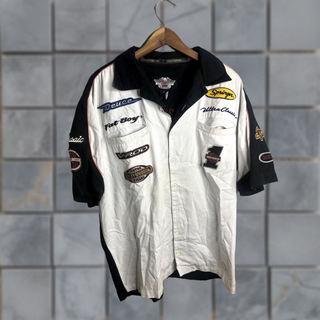 Harley Davidson Harley-Davidson Shirt Mens Large Black White Embroidered Button Front Biker Size US L / EU 52-54 / 3 - 1 Thumbnail